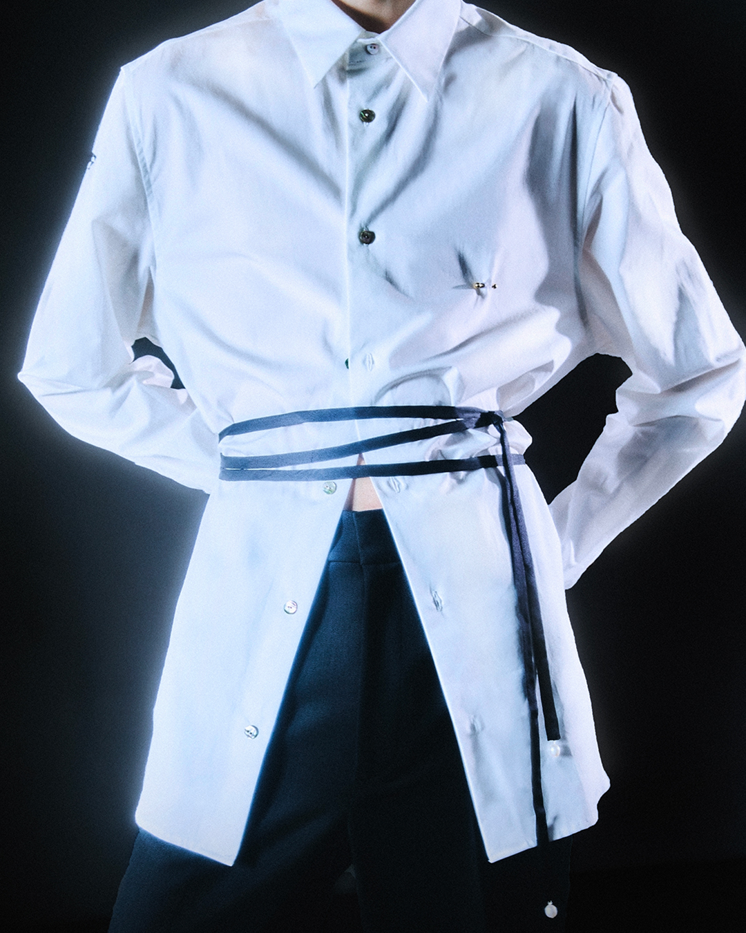 Cry Here Shirt in Cotton Poplin - Pearl White