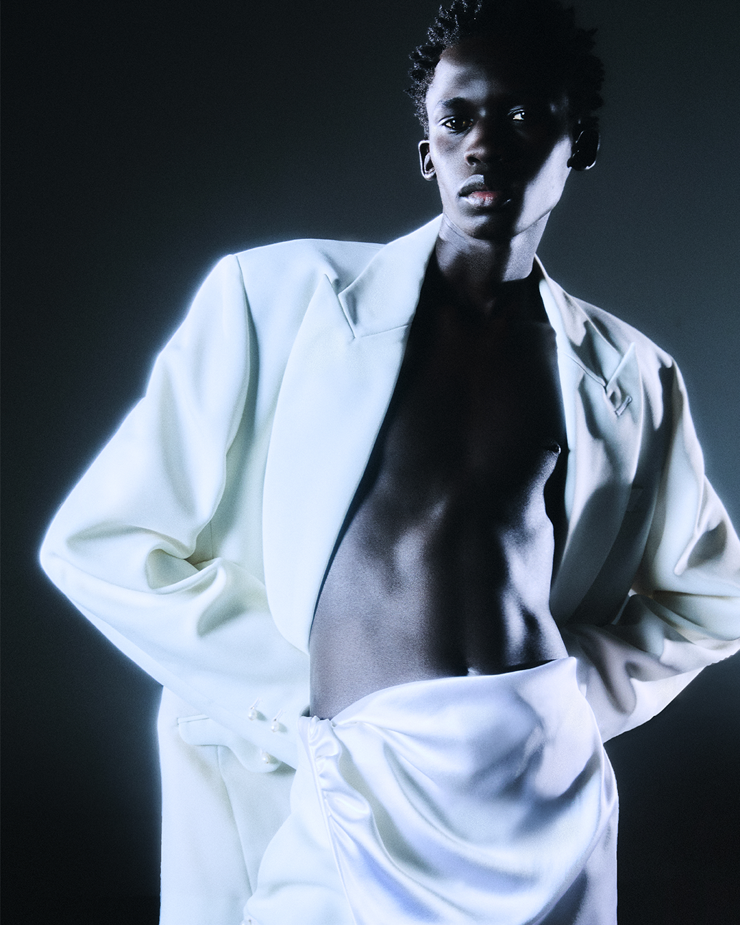 Pearls Jacket in Grain de Poudre - Pearl White