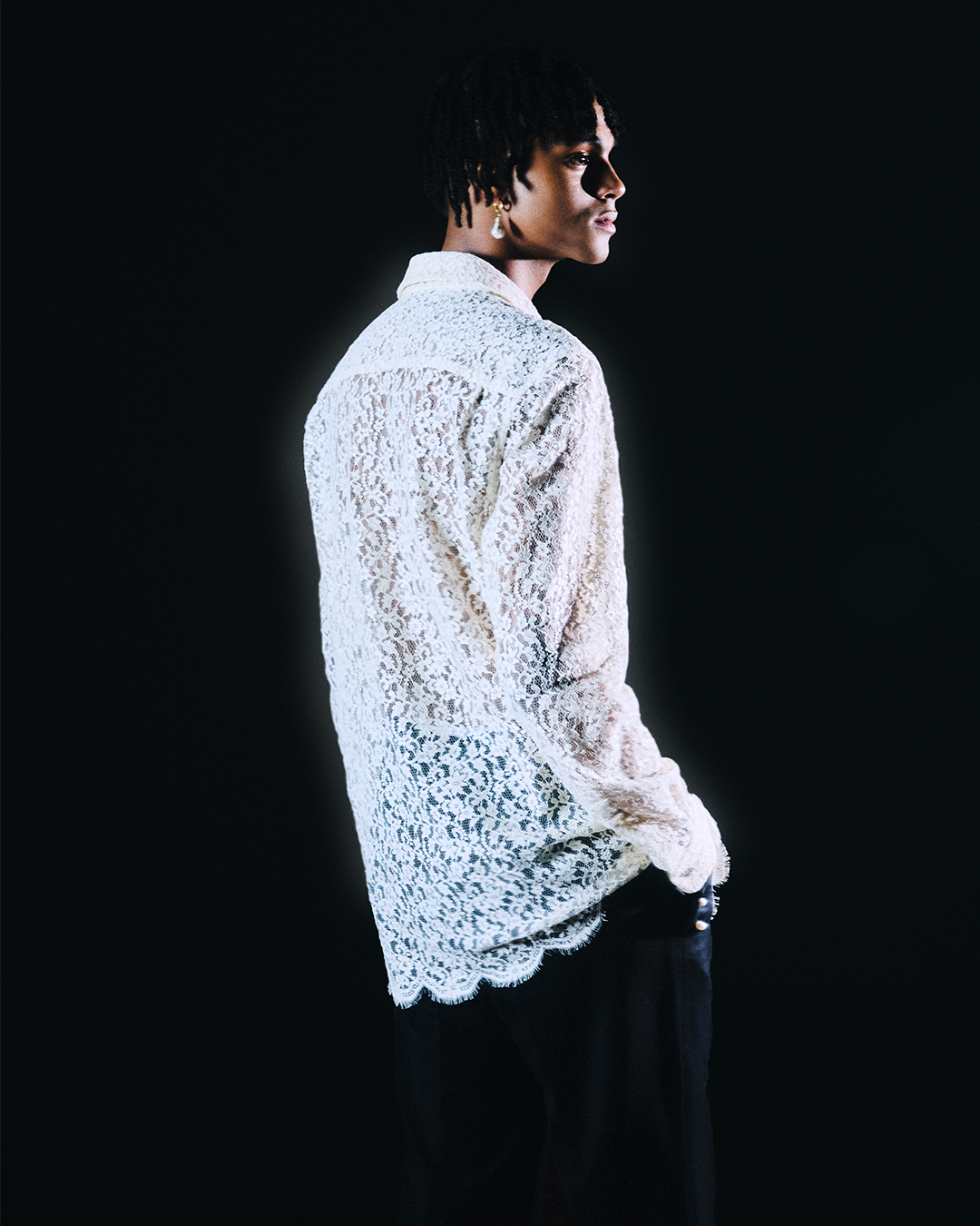 City Shirt in Lace - Sand White