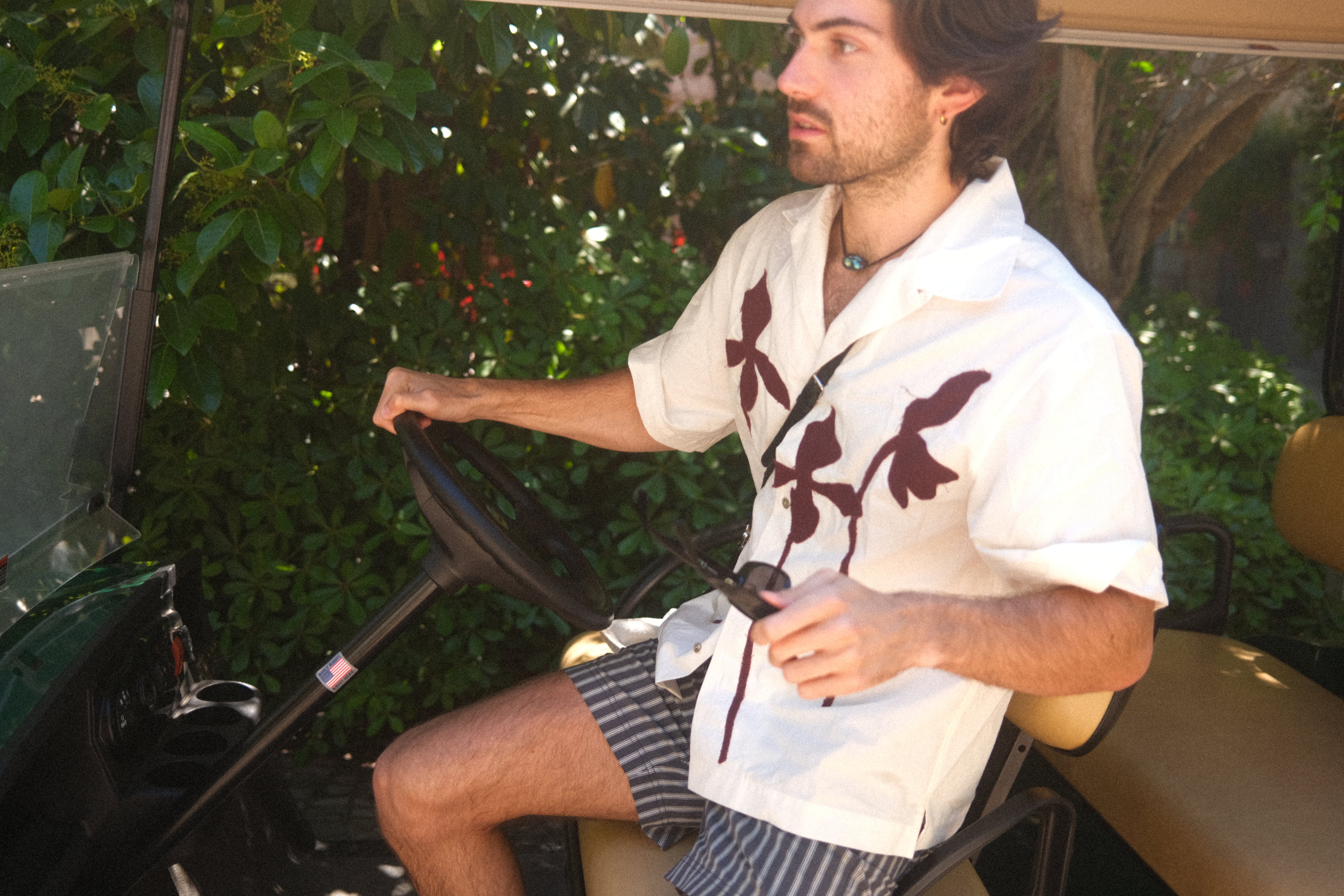Wild Orchids Shirt in Cotton - Sand White