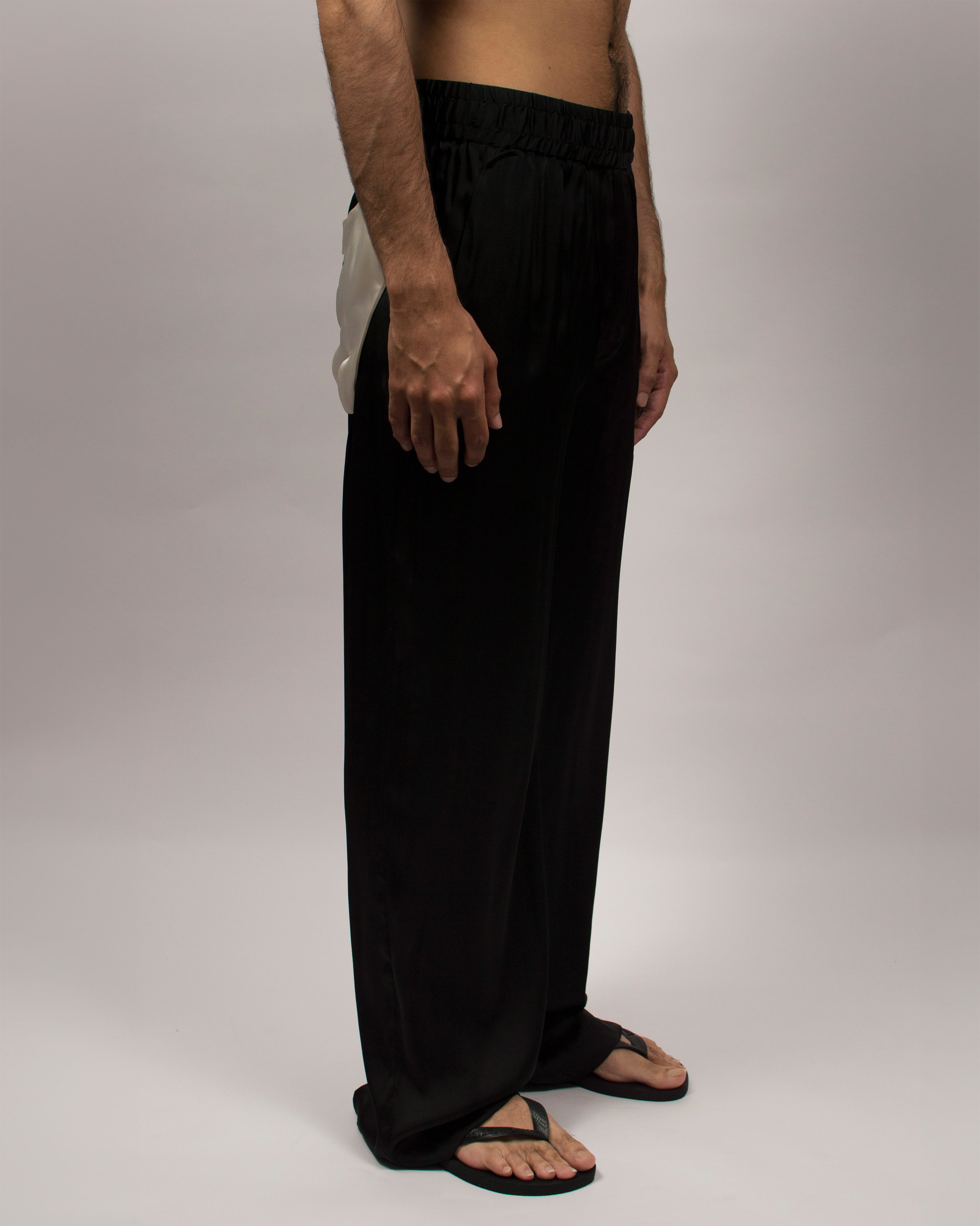 Love Hug Pants in Silk Satin - Ink Black