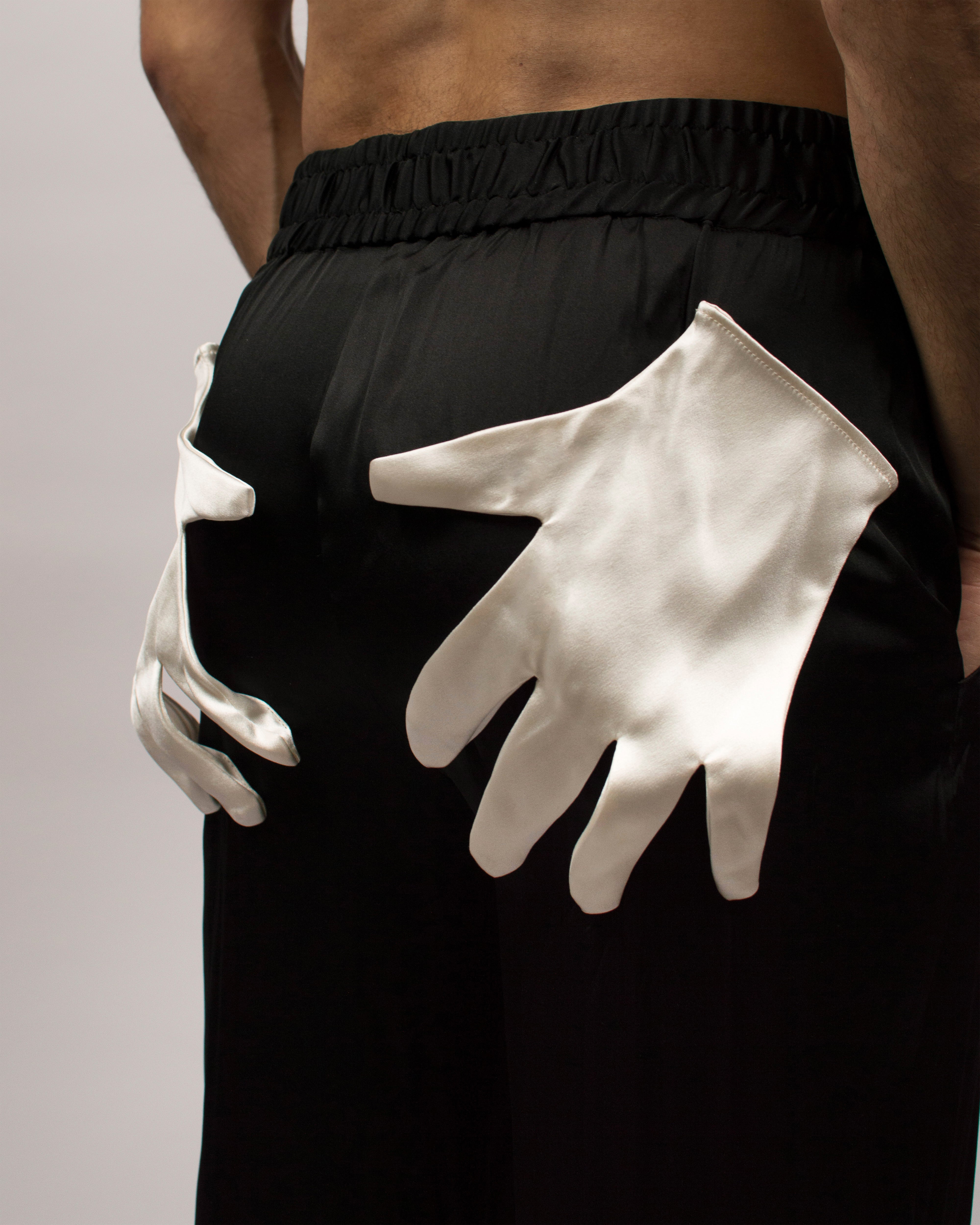 Love Hug Pants in Silk Satin - Ink Black