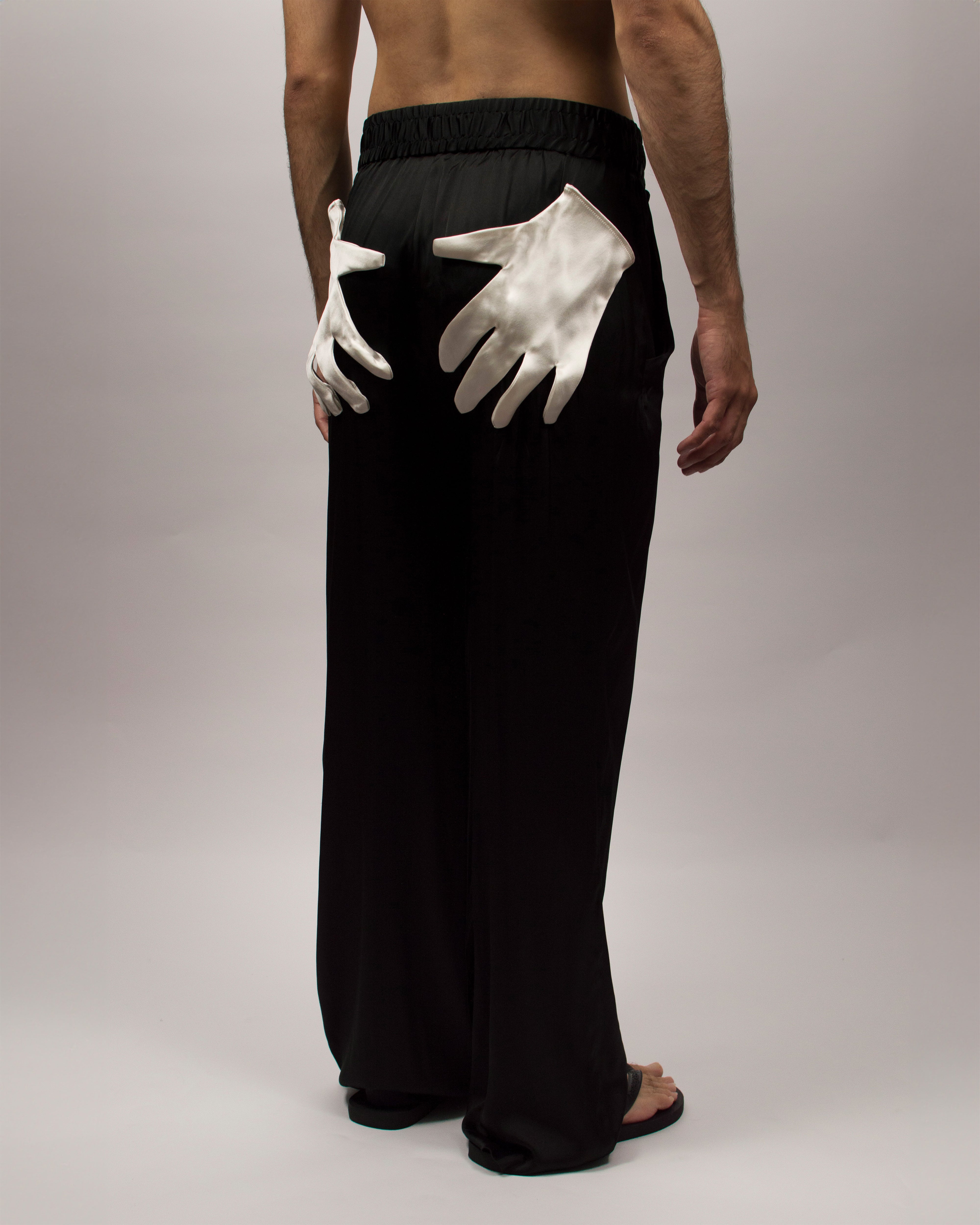 Love Hug Pants in Silk Satin - Ink Black