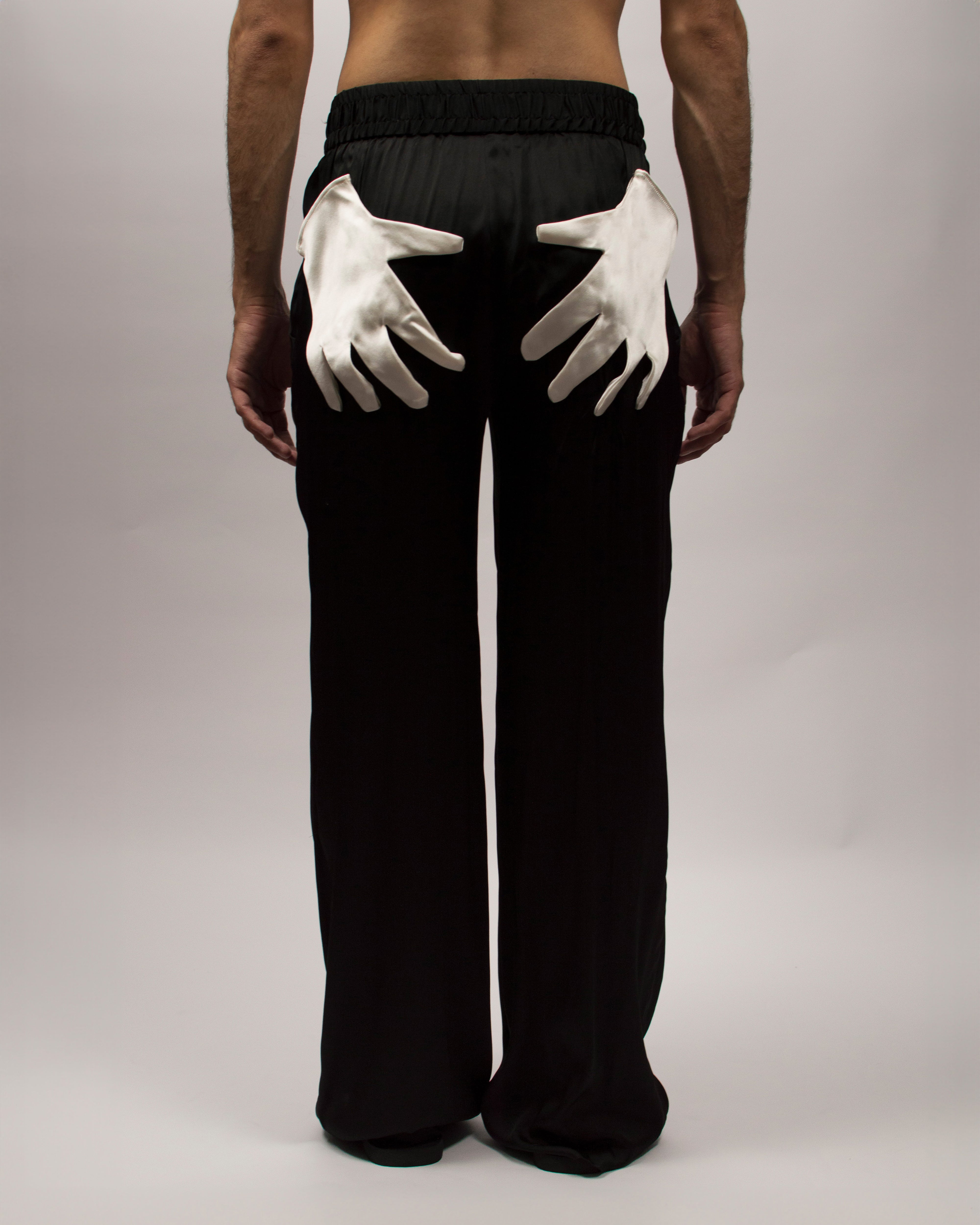 Love Hug Pants in Silk Satin - Ink Black