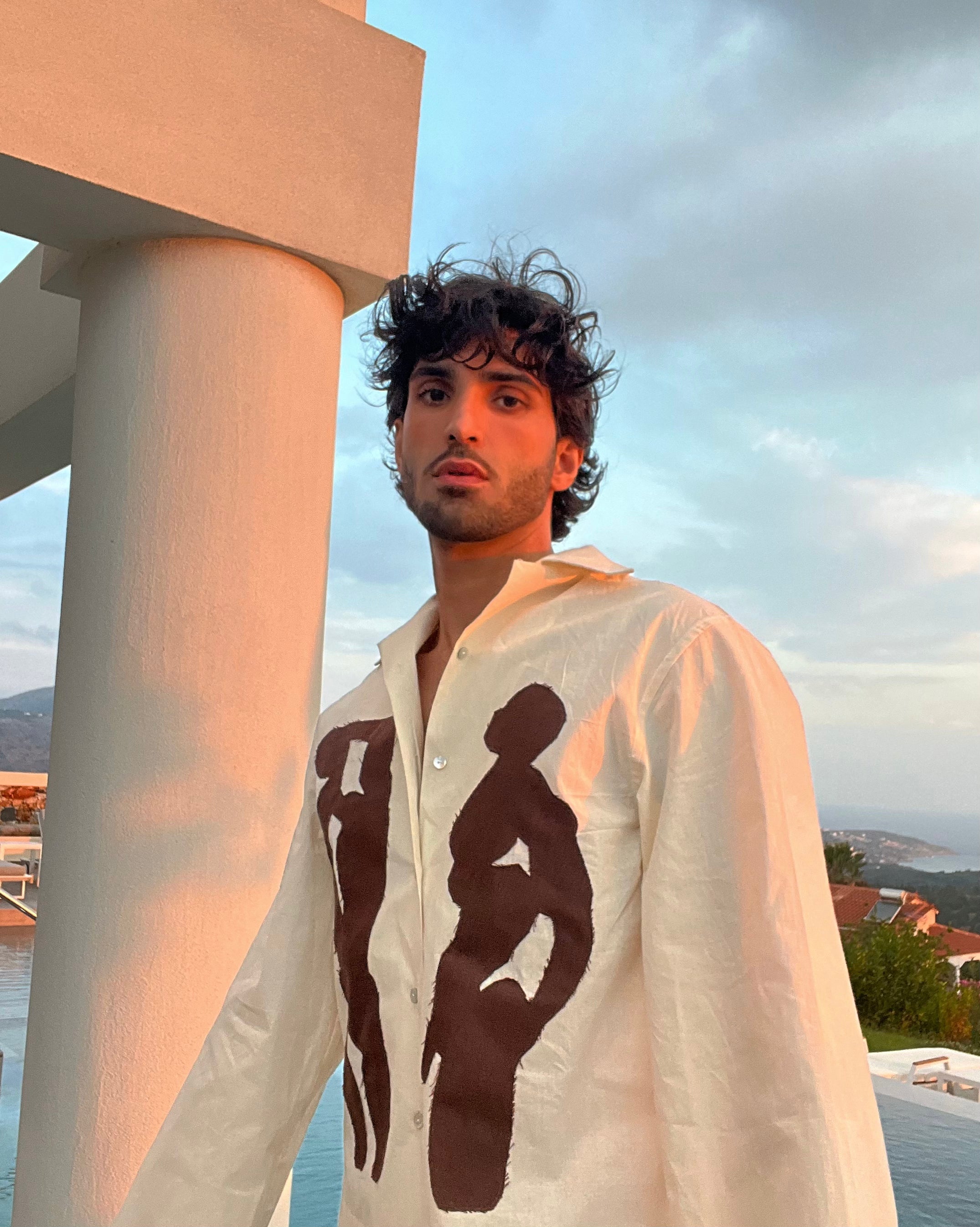 Men in Shower Shirt in Cotton - Sand White