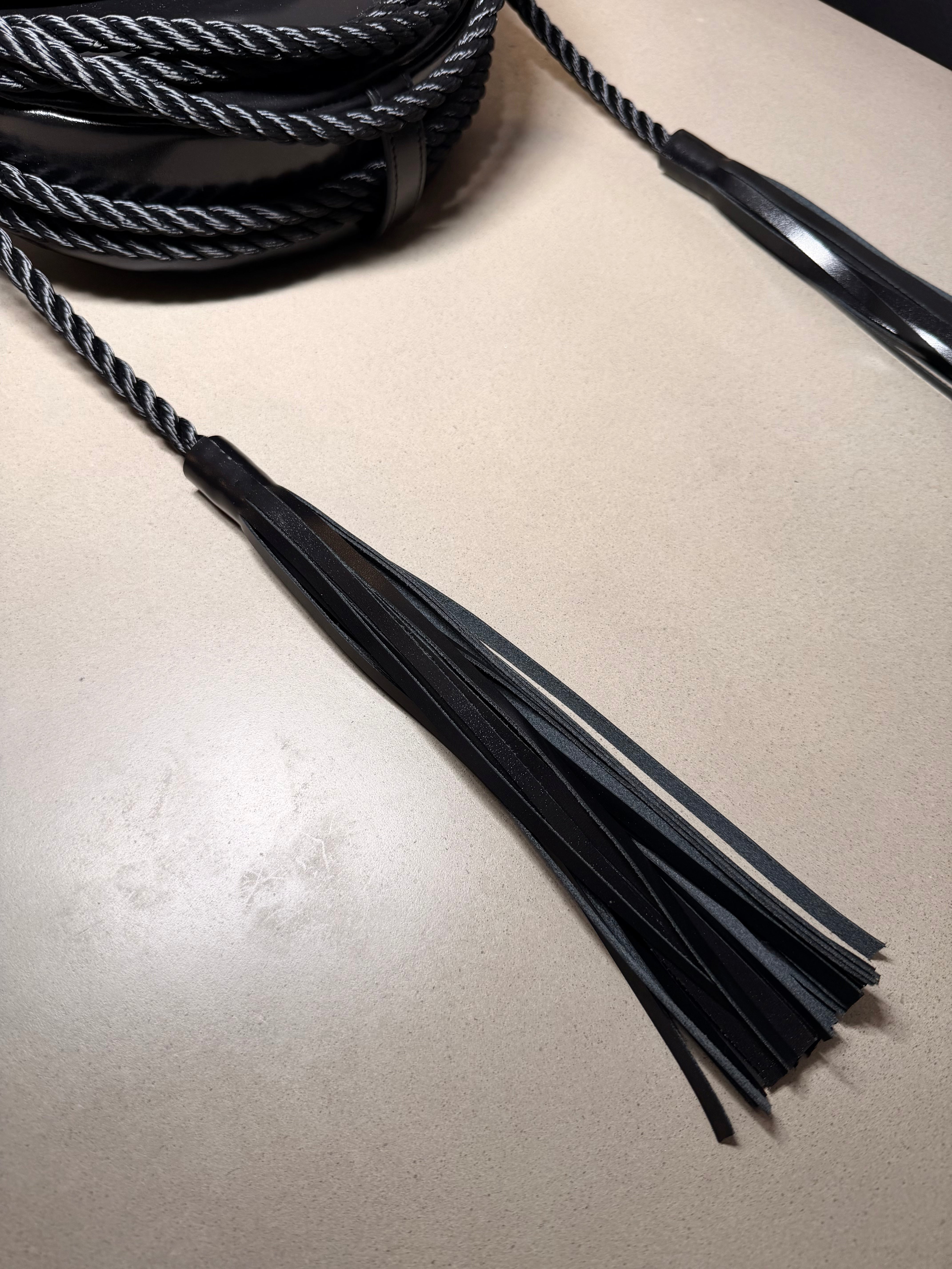 Lasso Bag in Shiny Box Leather - Ink Black