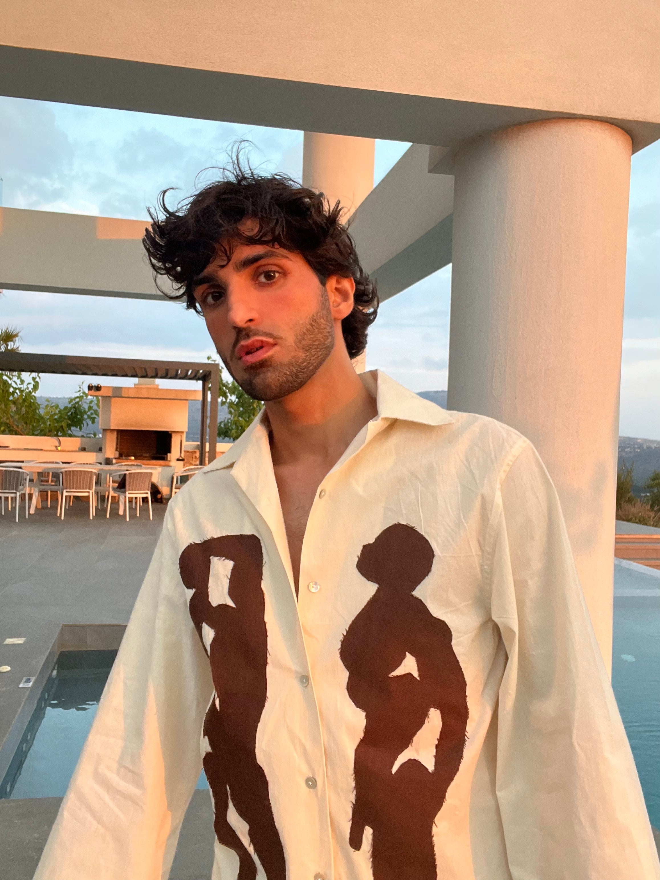 Men in Shower Shirt in Cotton - Sand White