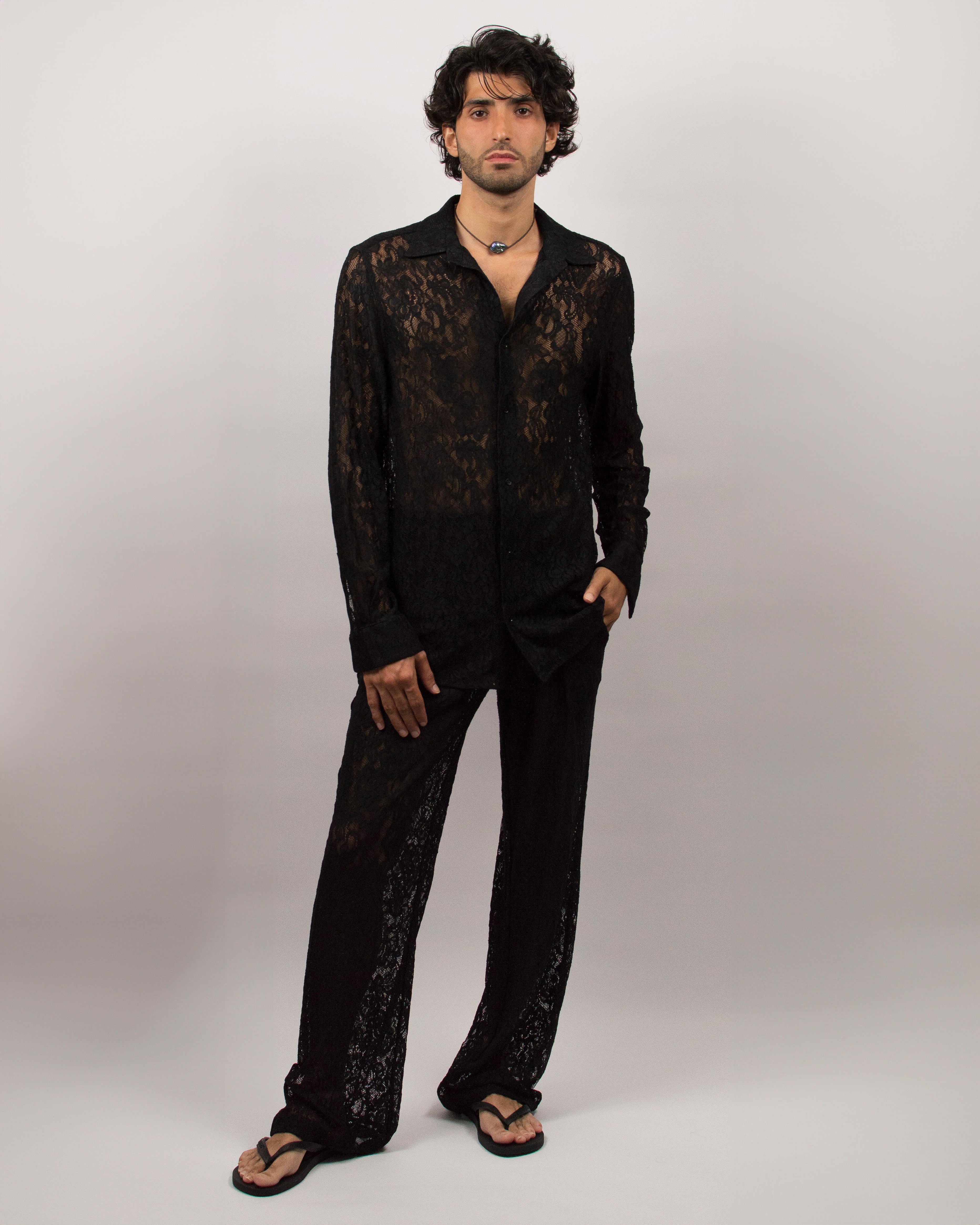 Islander Pants in Lace - Ink Black