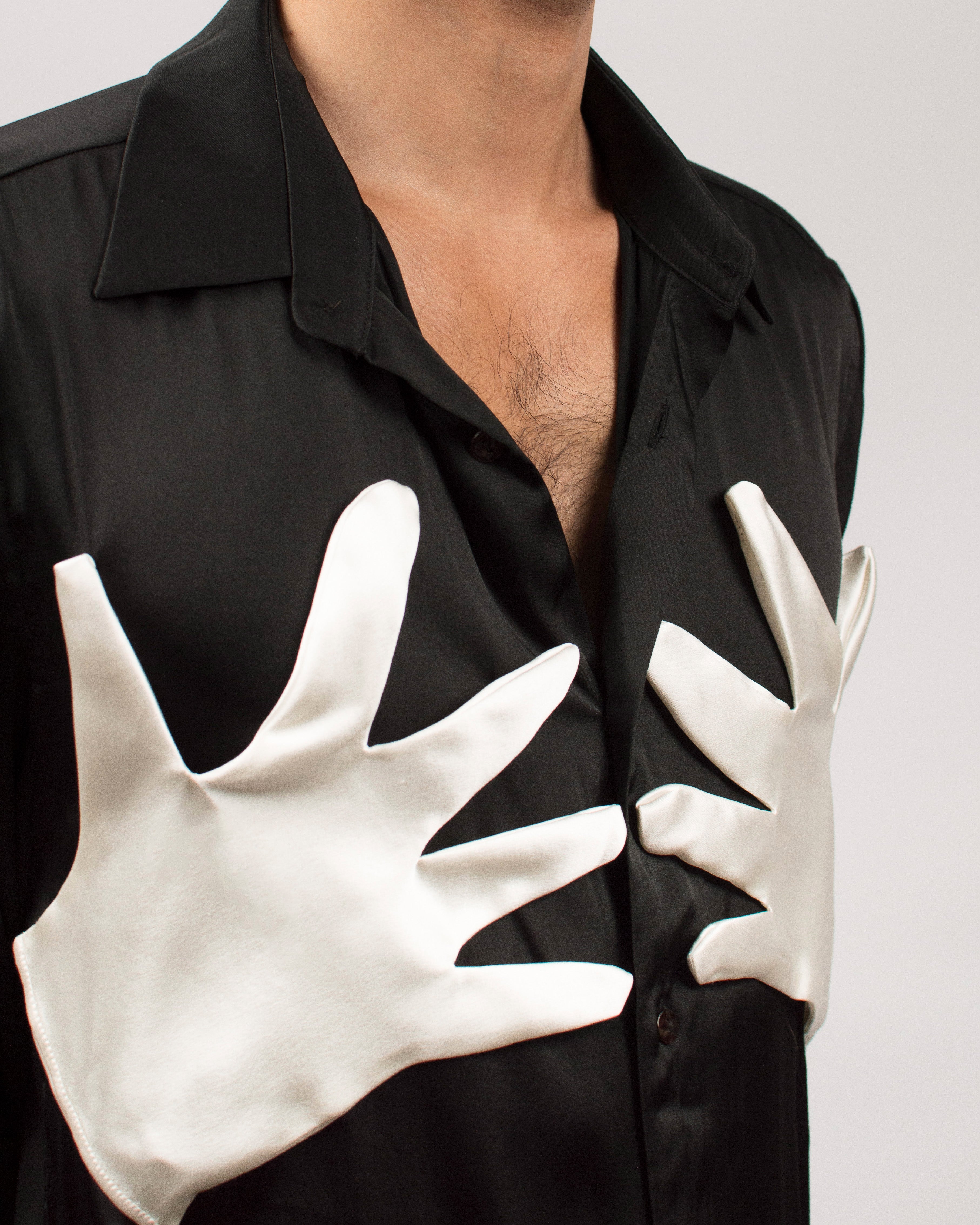 Love Hug Shirt in Silk Satin - Ink Black