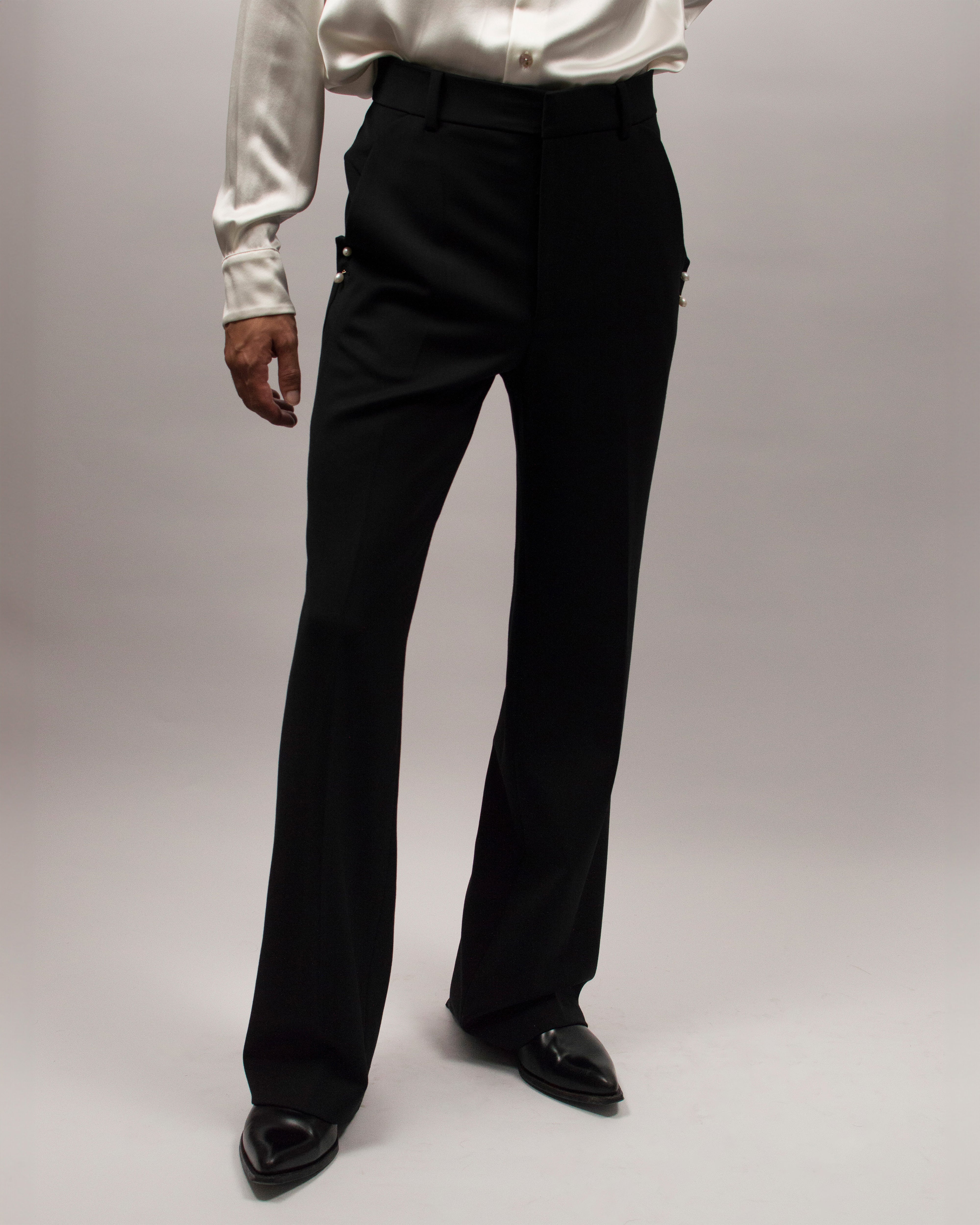Pearls Pants in Grain de Poudre - Ink Black