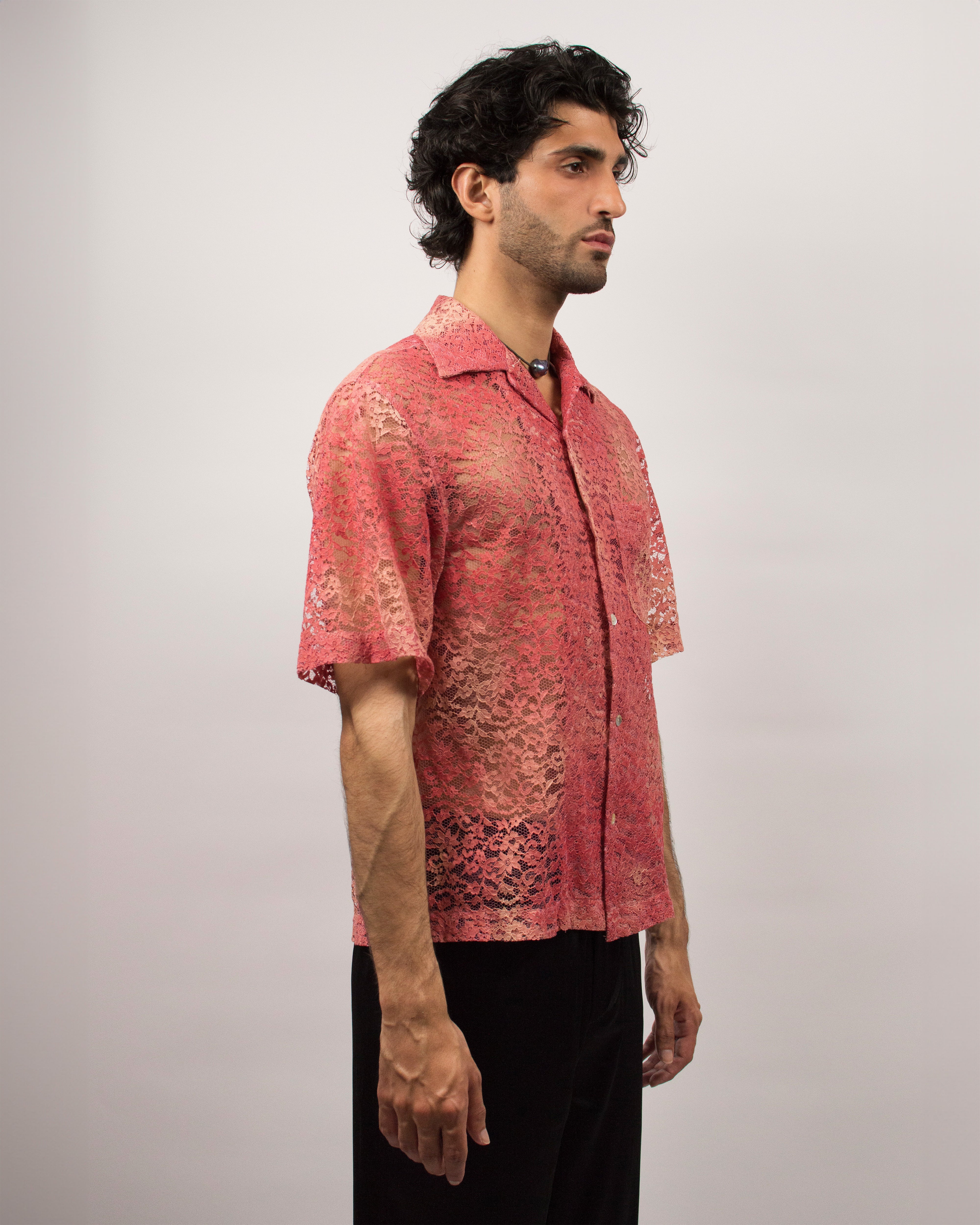Islander Shirt in Sun Bleached Lace - Sunset Pink