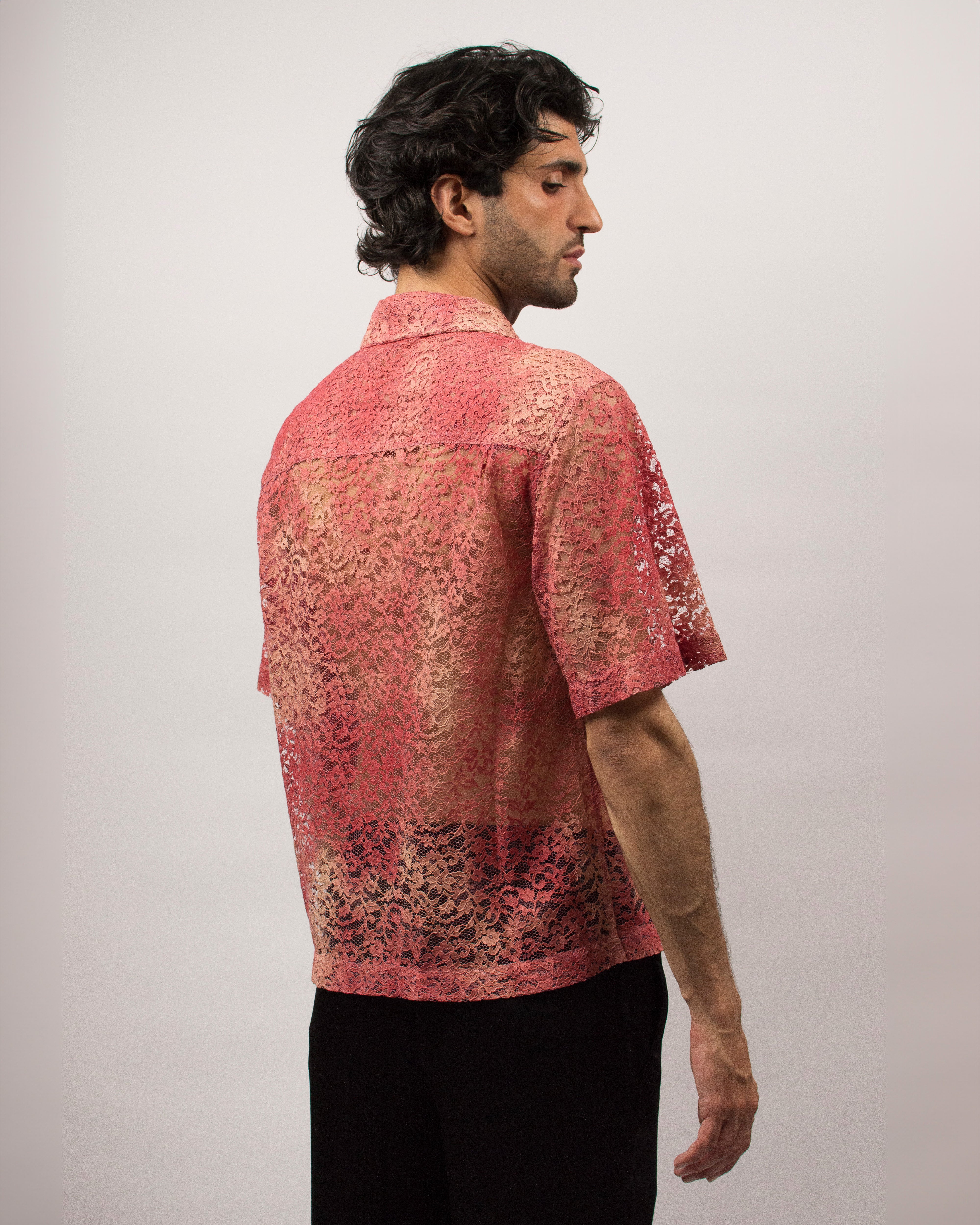 Islander Shirt in Sun Bleached Lace - Sunset Pink