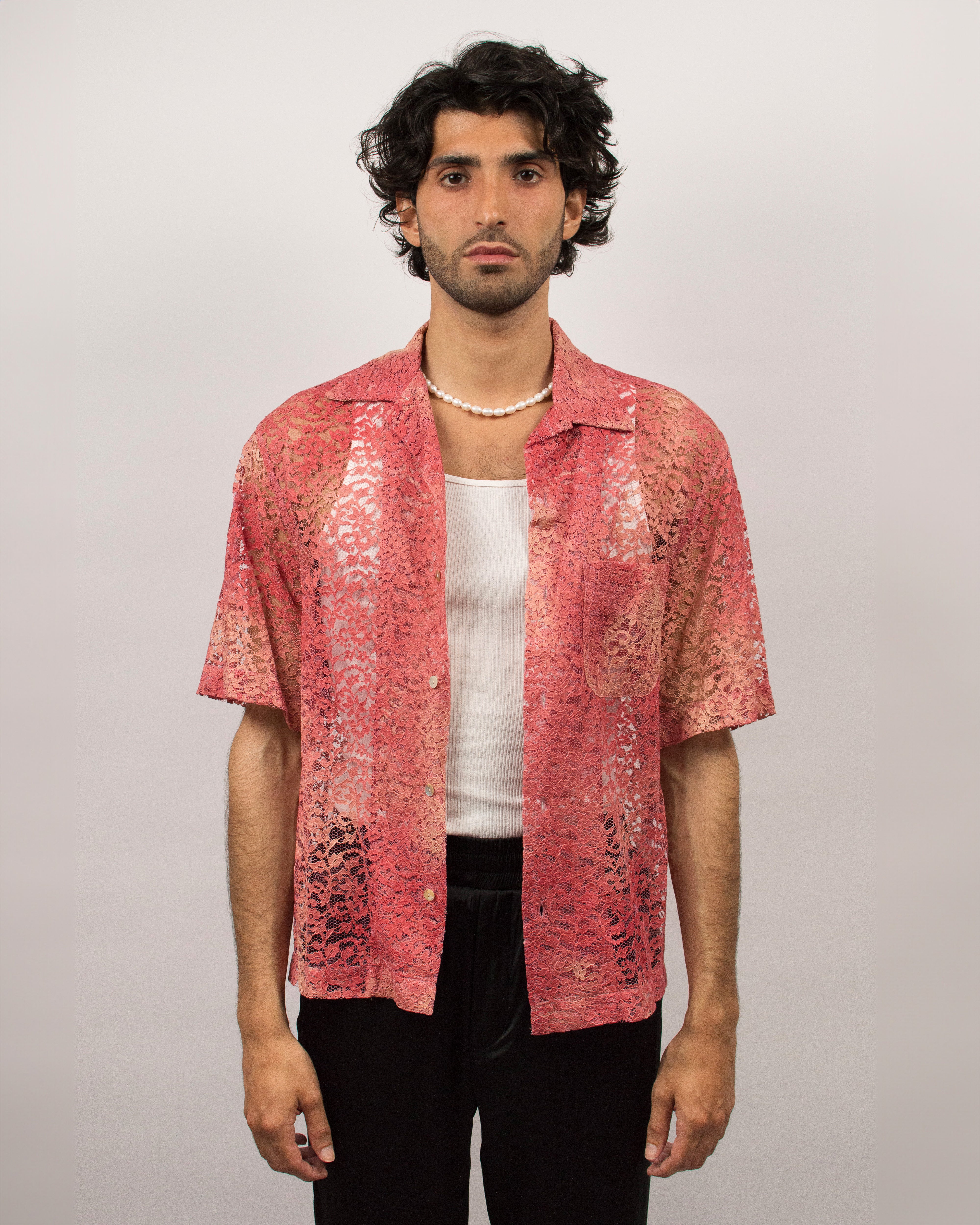 Islander Shirt in Sun Bleached Lace - Sunset Pink