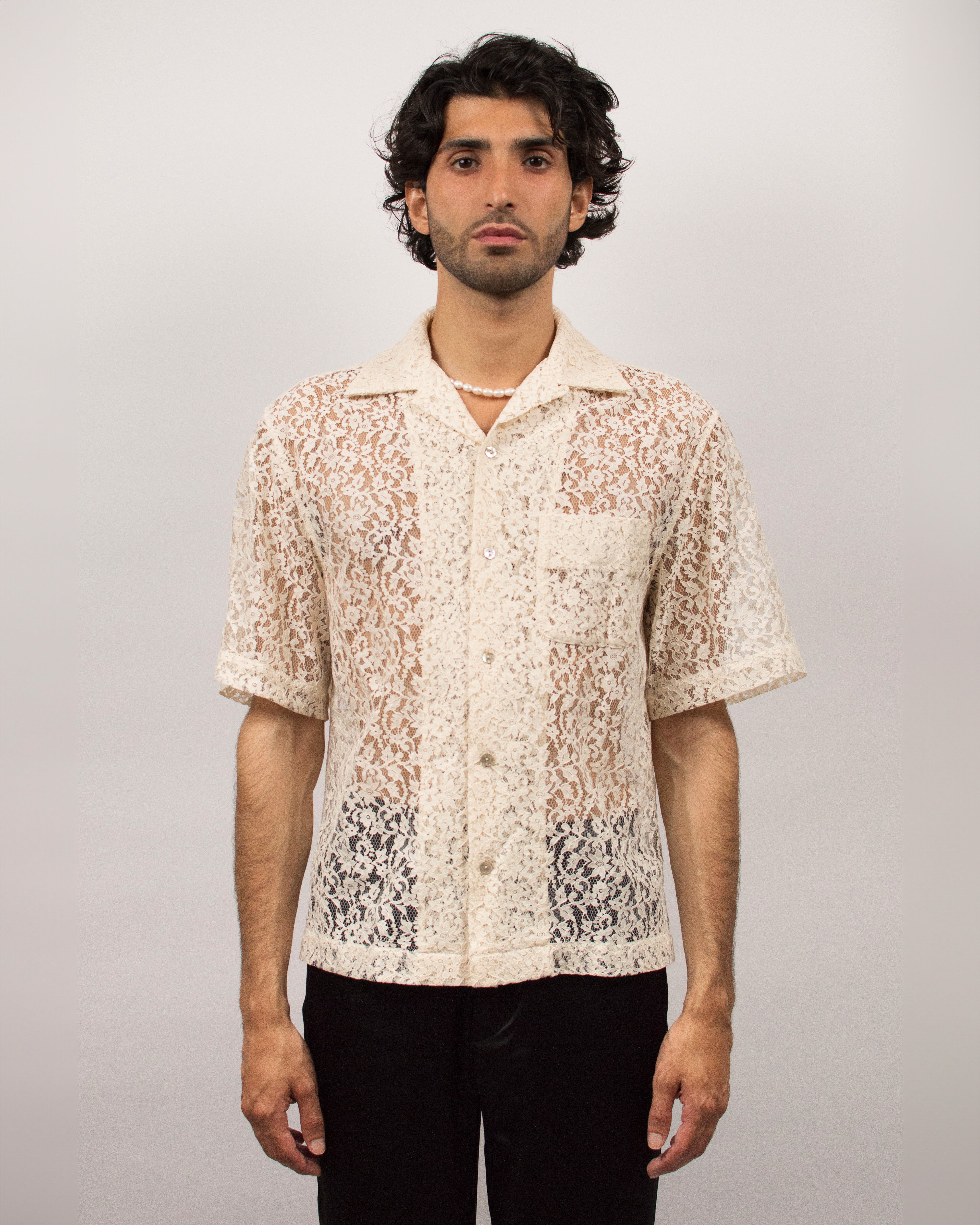 Islander Shirt in Lace - Sand White