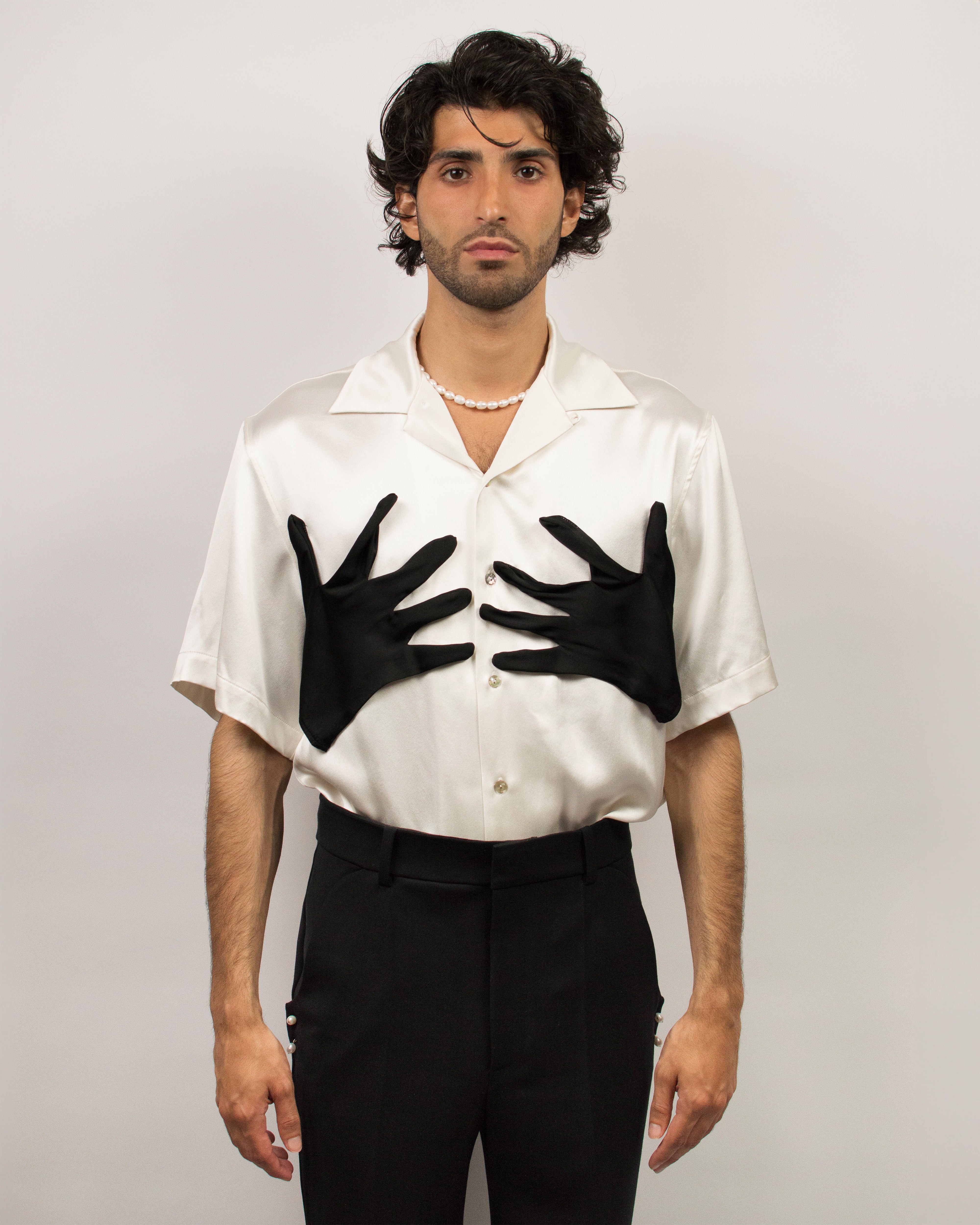 Love Hug Shirt in Silk Satin - Coconut White