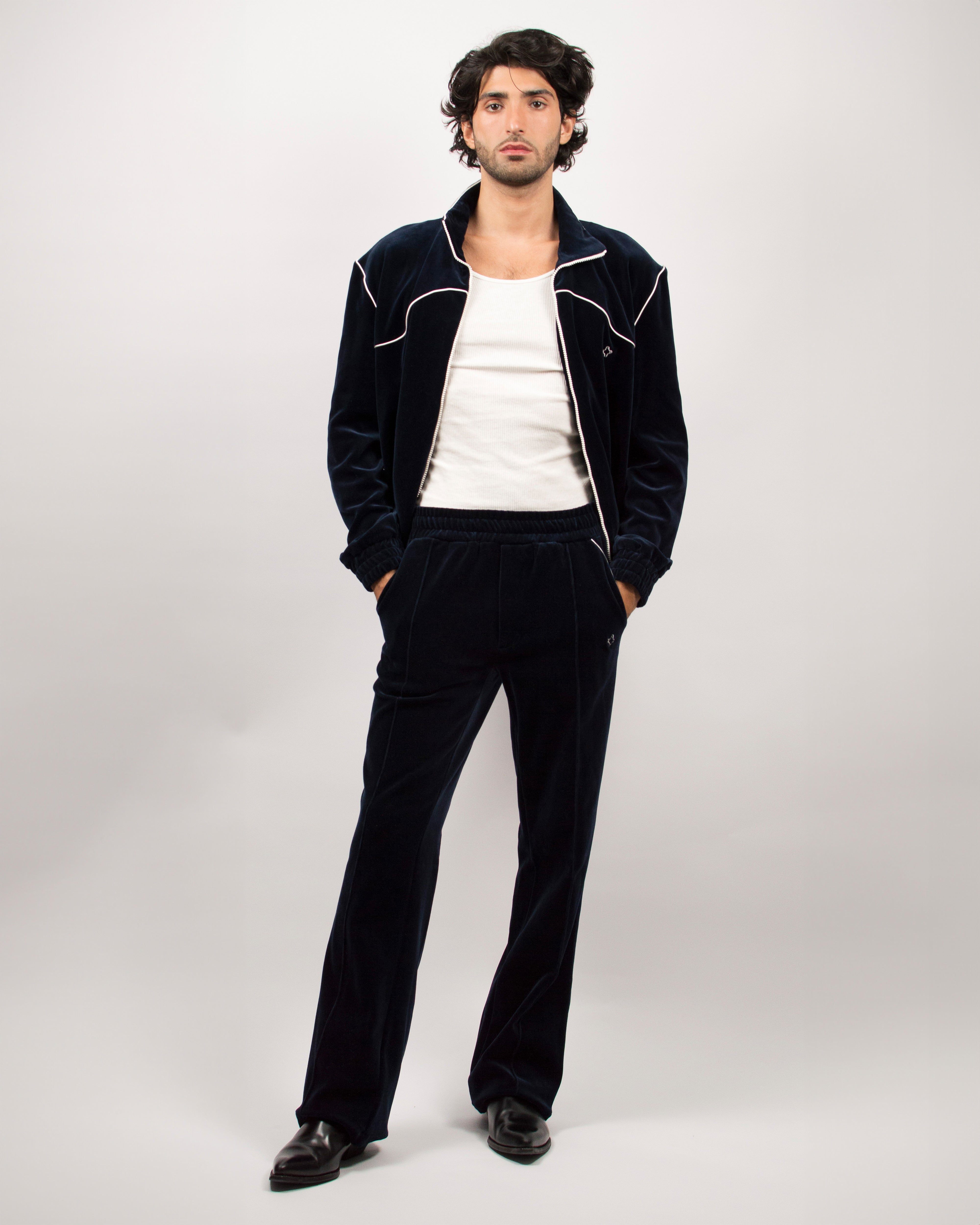 Wavestern Track Pants in Velvet Jersey - Midnight Blue