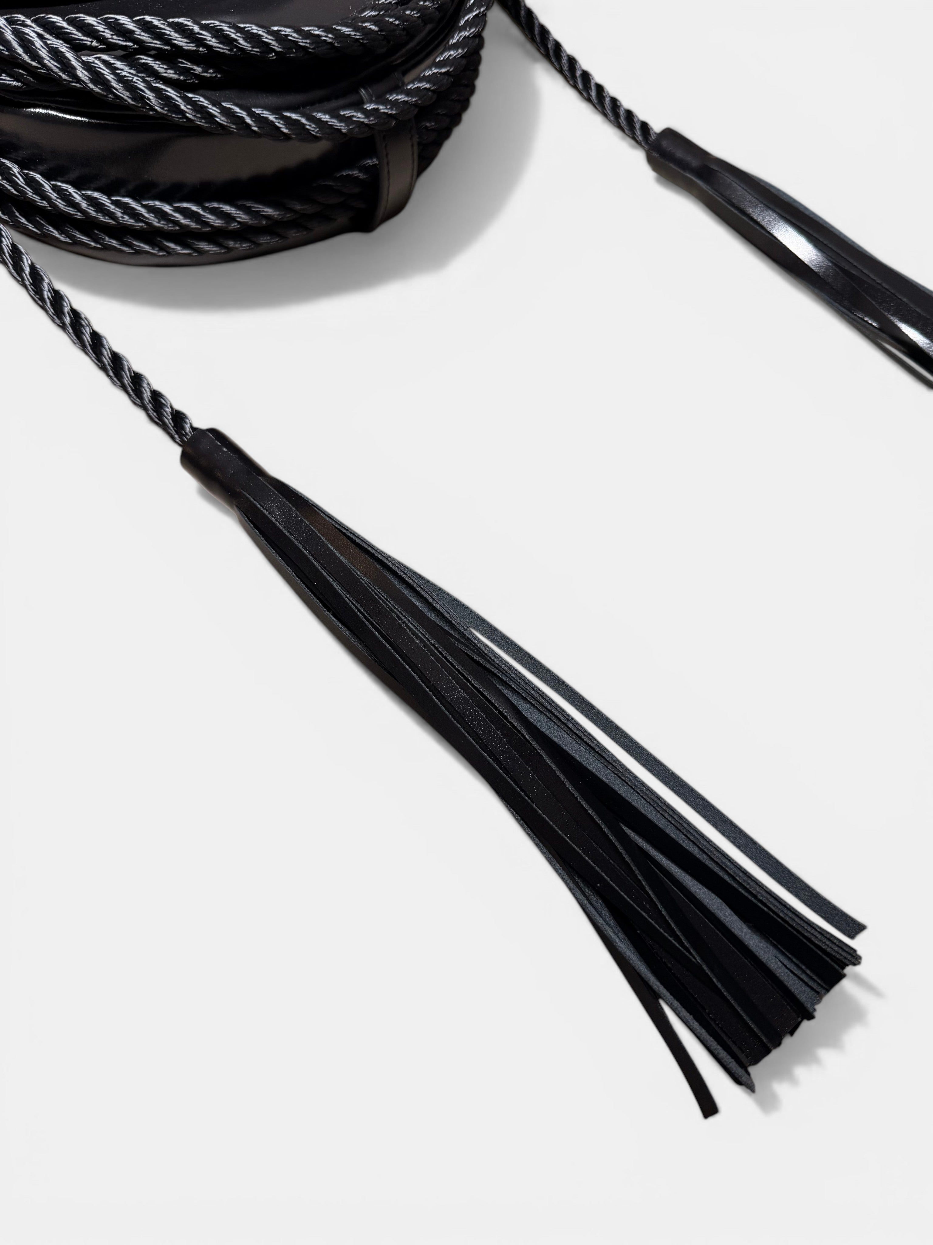 Lasso Bag in Shiny Box Leather - Ink Black