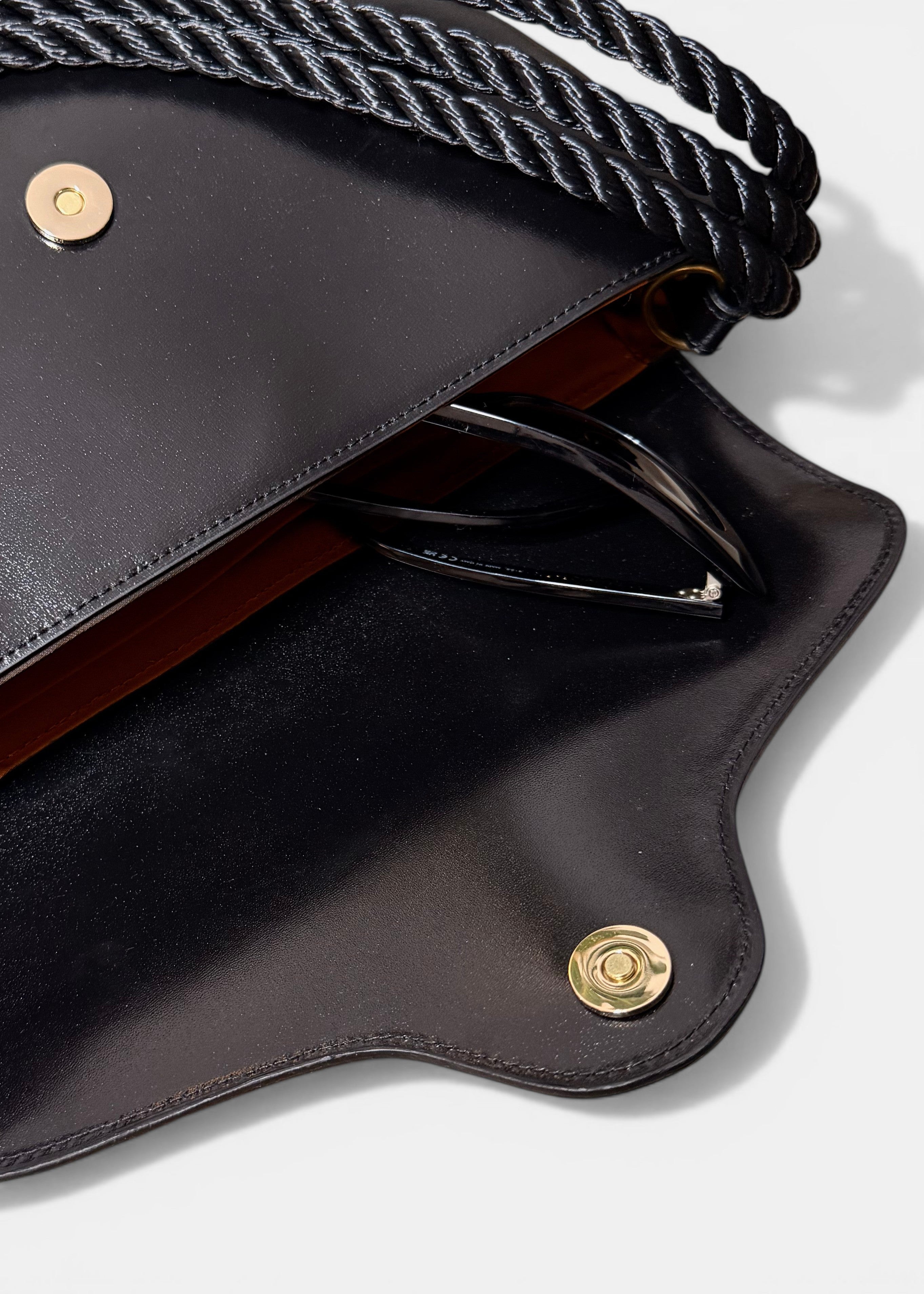 Lasso Bag in Shiny Box Leather - Ink Black