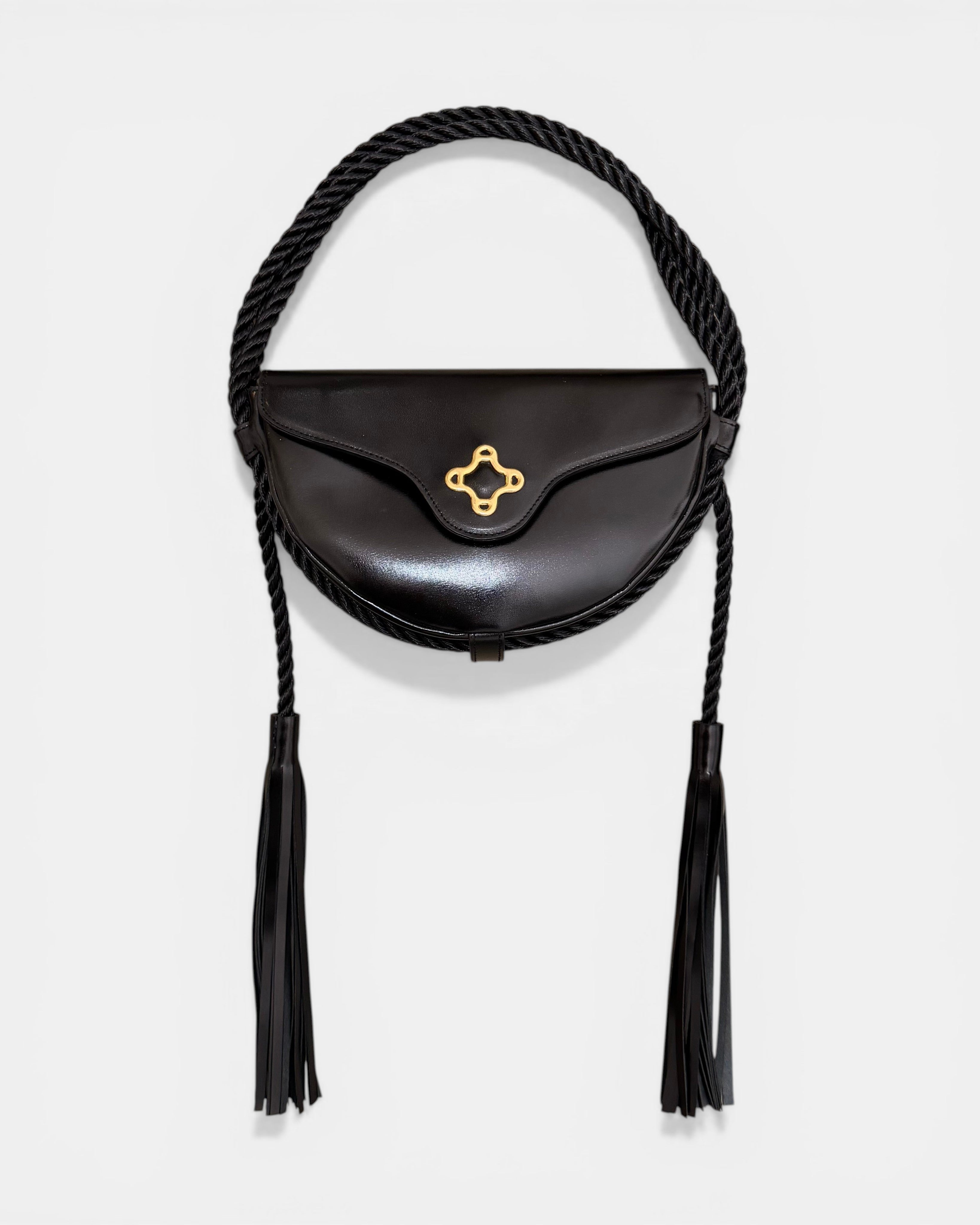 Lasso Bag in Shiny Box Leather - Ink Black