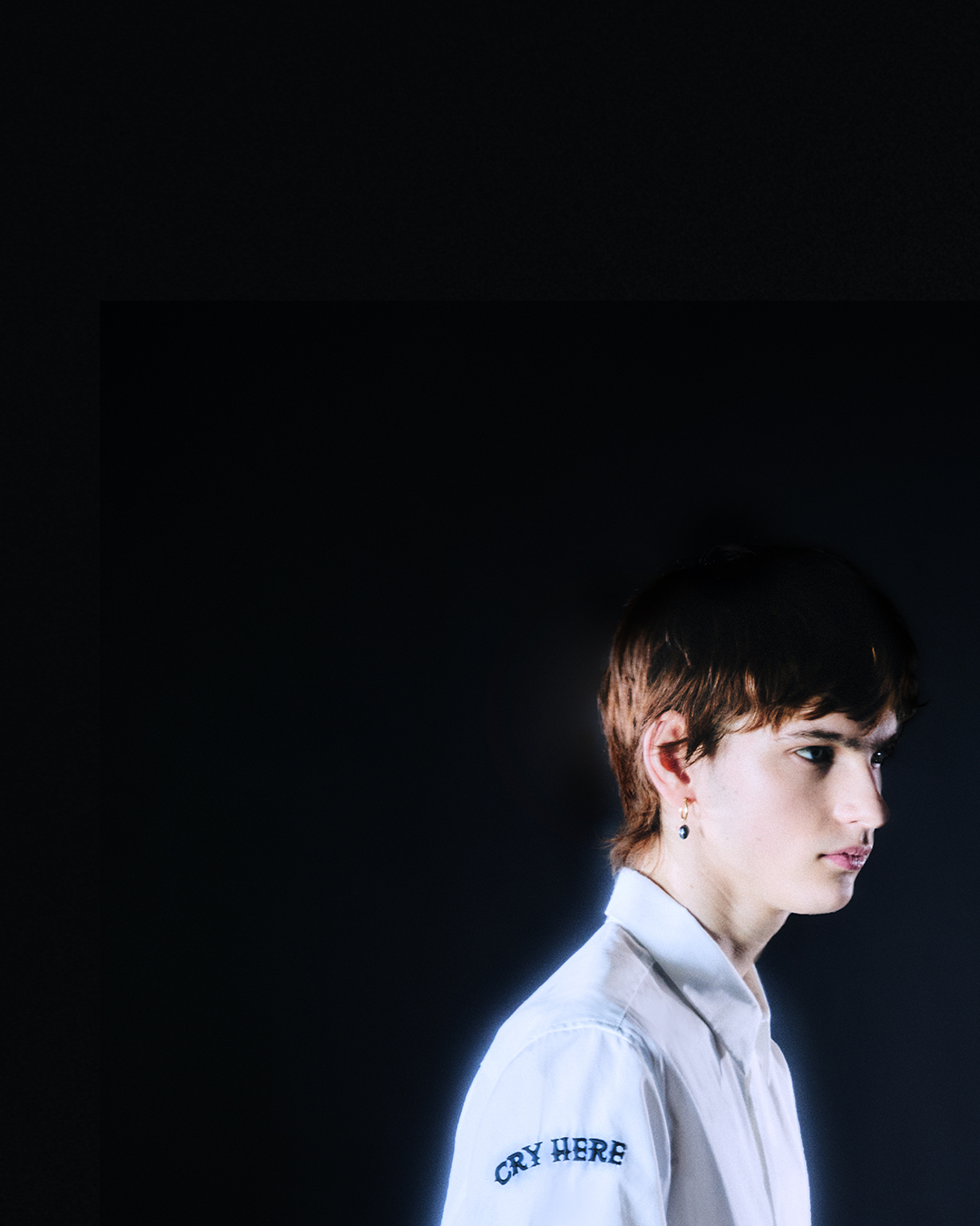 Cry Here Shirt in Cotton Poplin - Pearl White