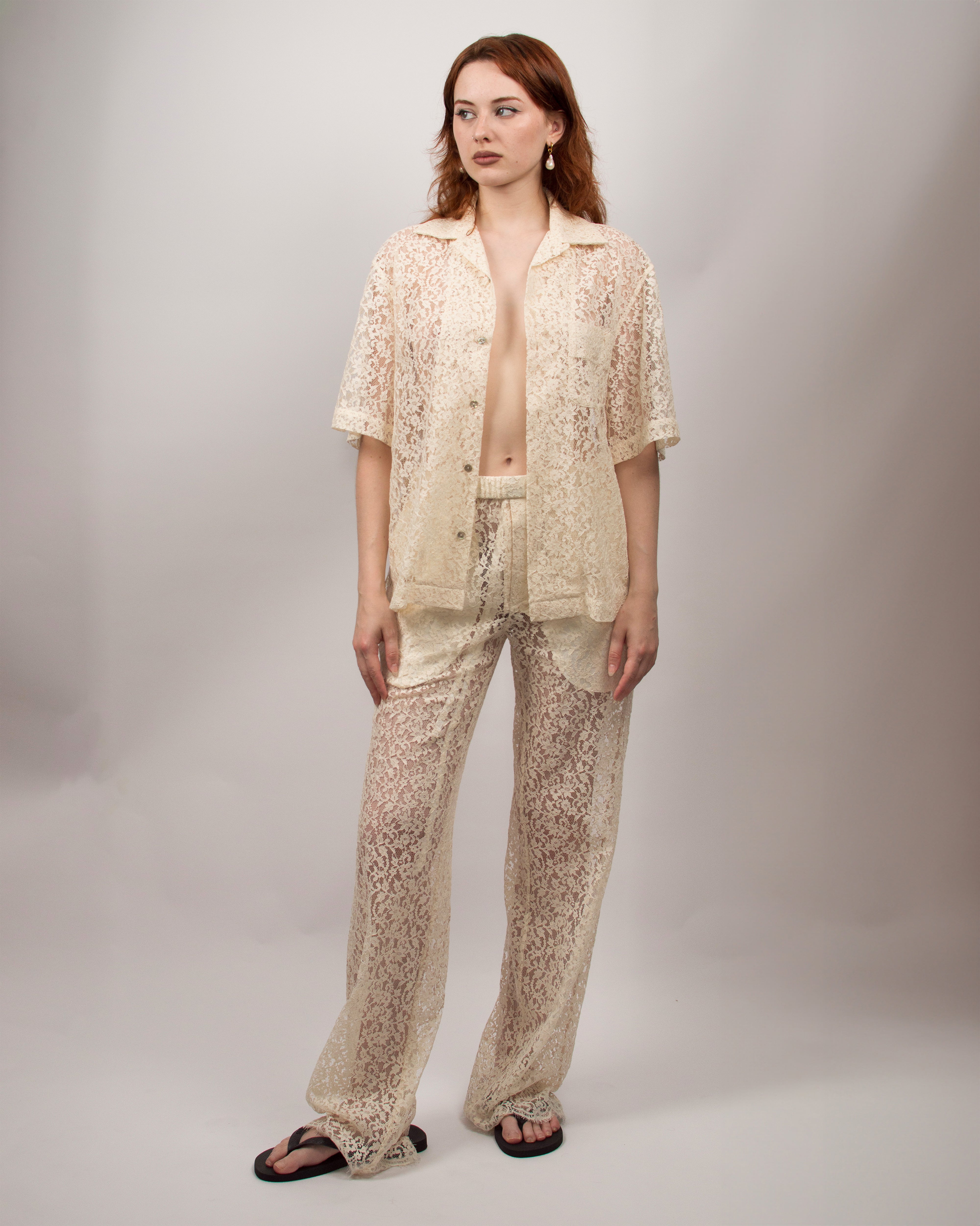 Islander Pants in Lace - Sand White