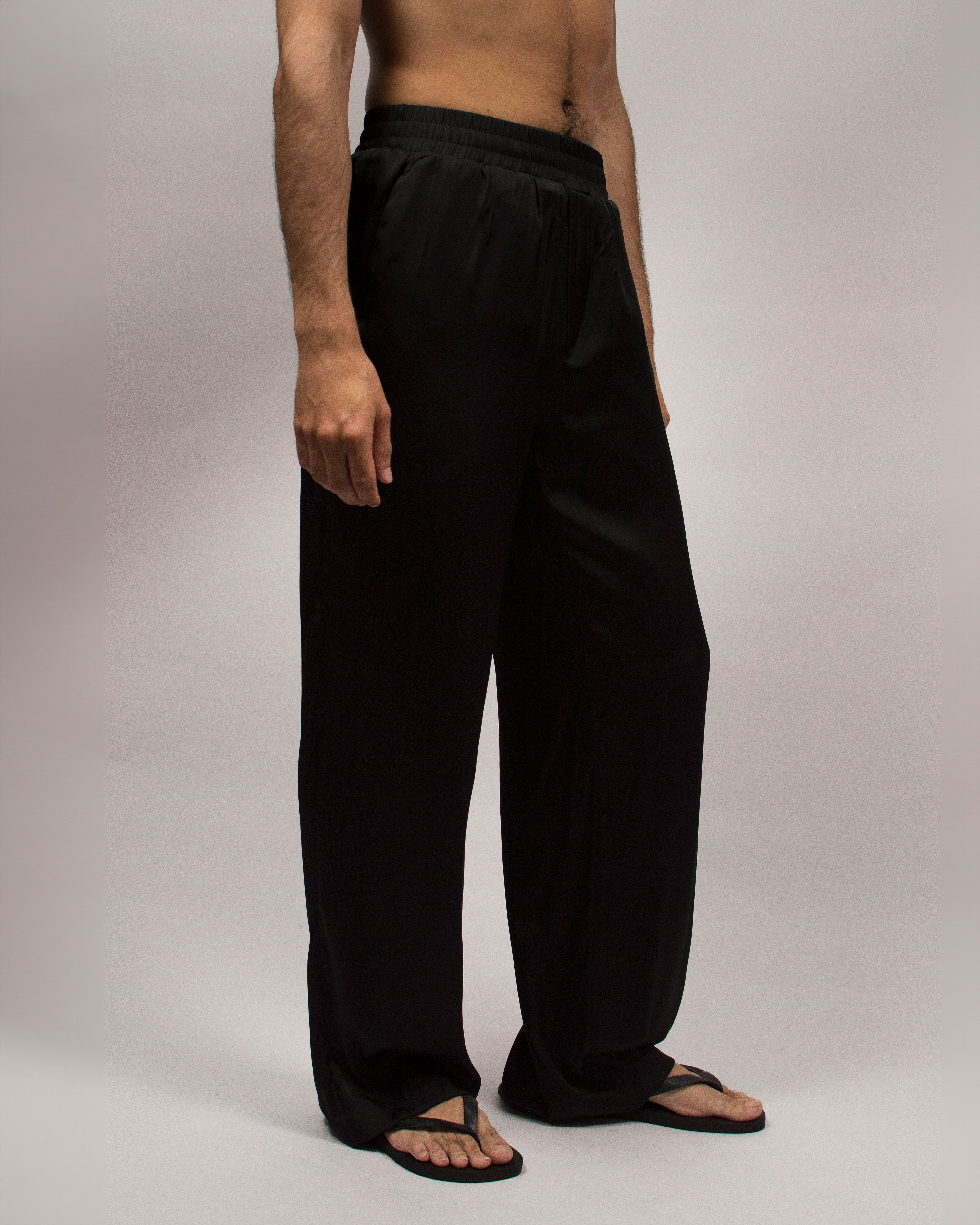 Islander Pants in Silk Satin - Ink Black