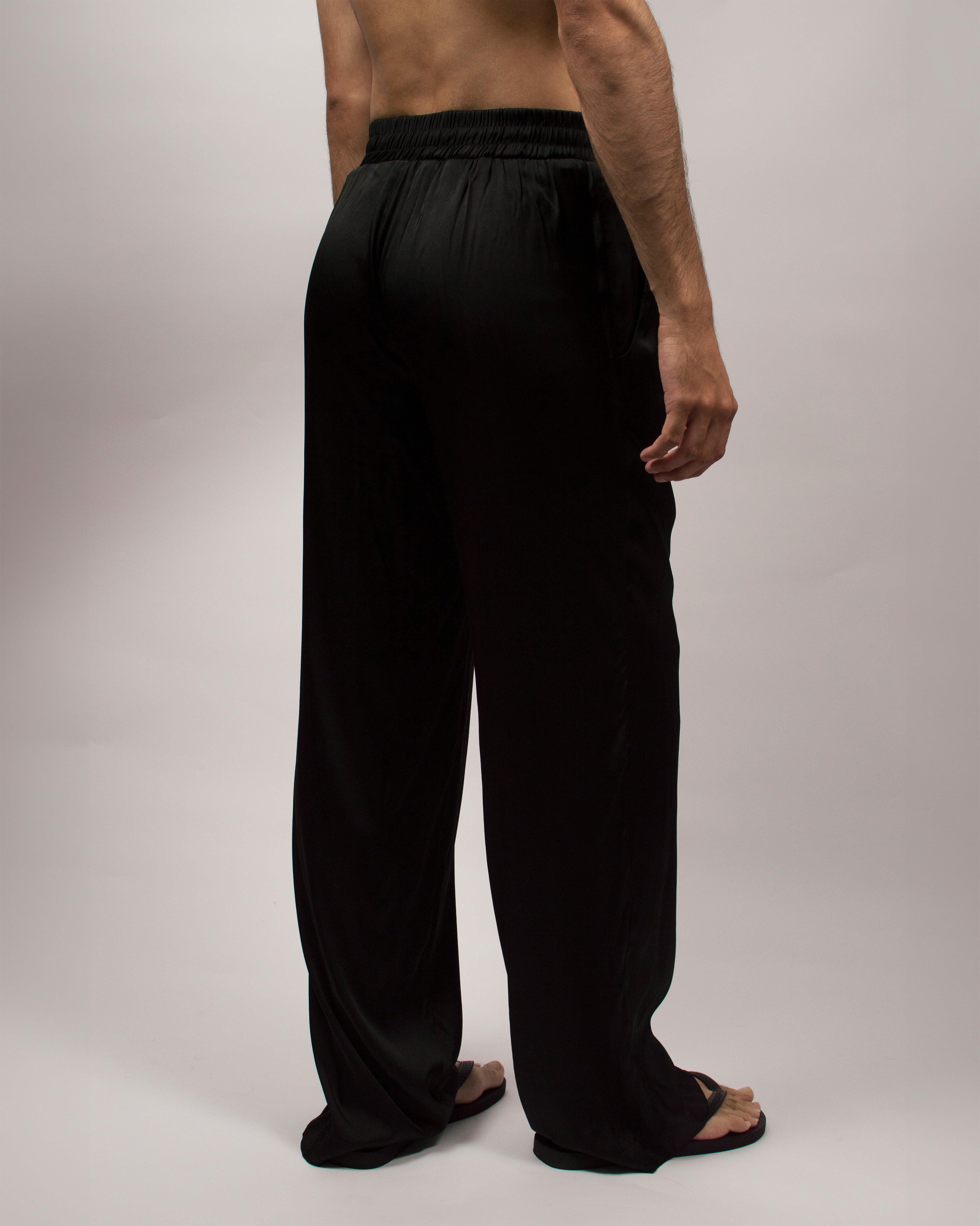 Islander Pants in Silk Satin - Ink Black