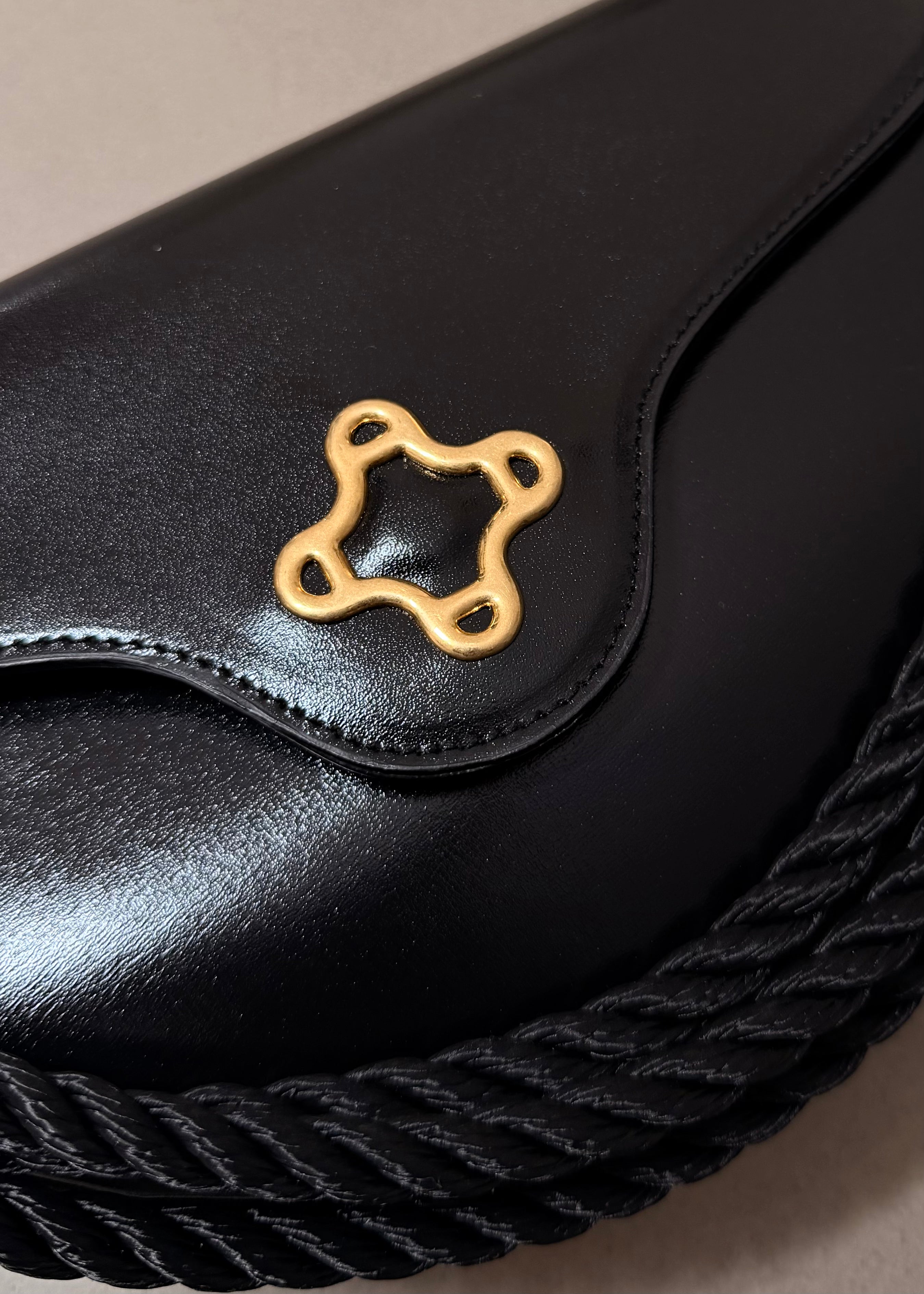 Lasso Bag in Shiny Box Leather - Ink Black