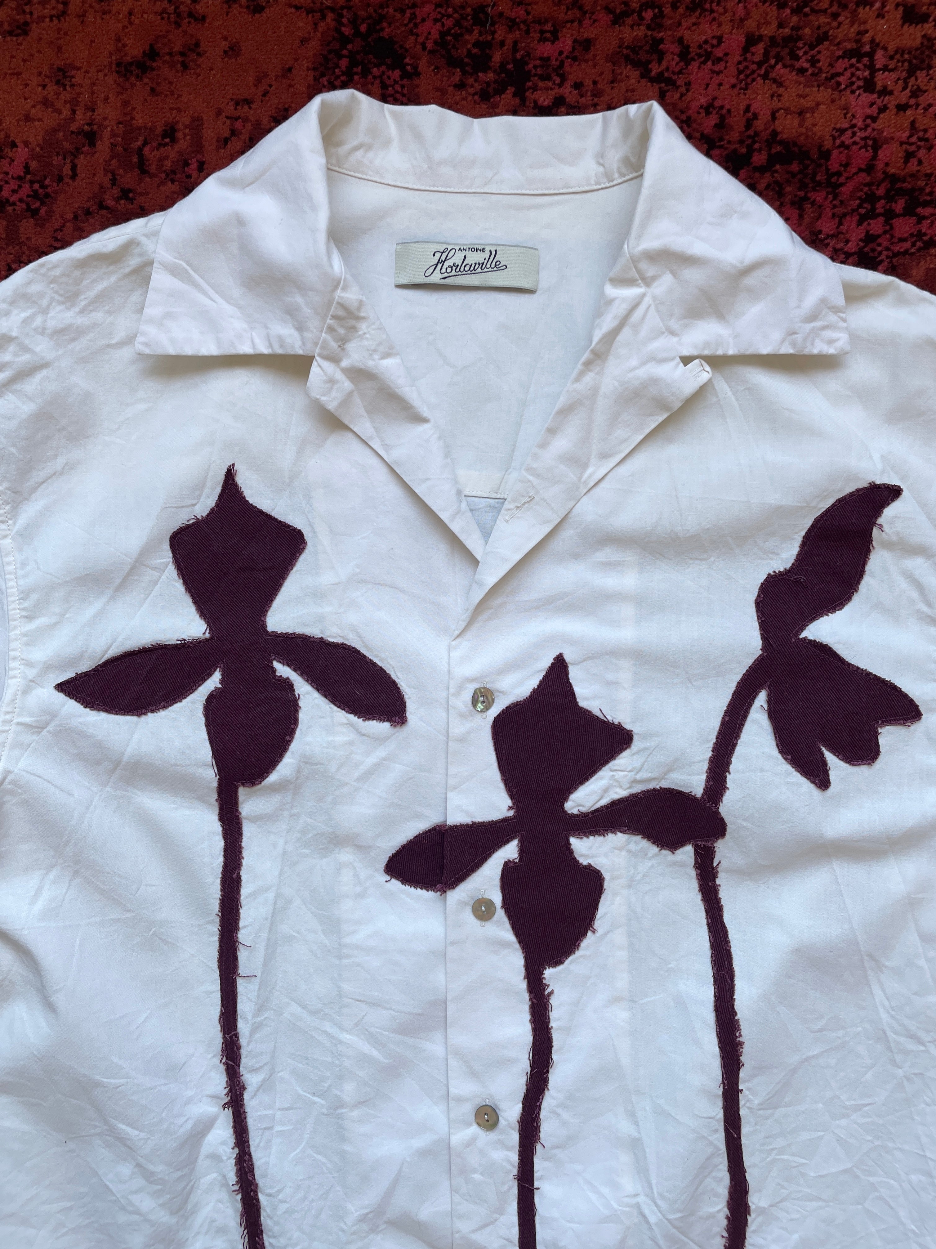 Wild Orchids Shirt in Cotton - Sand White