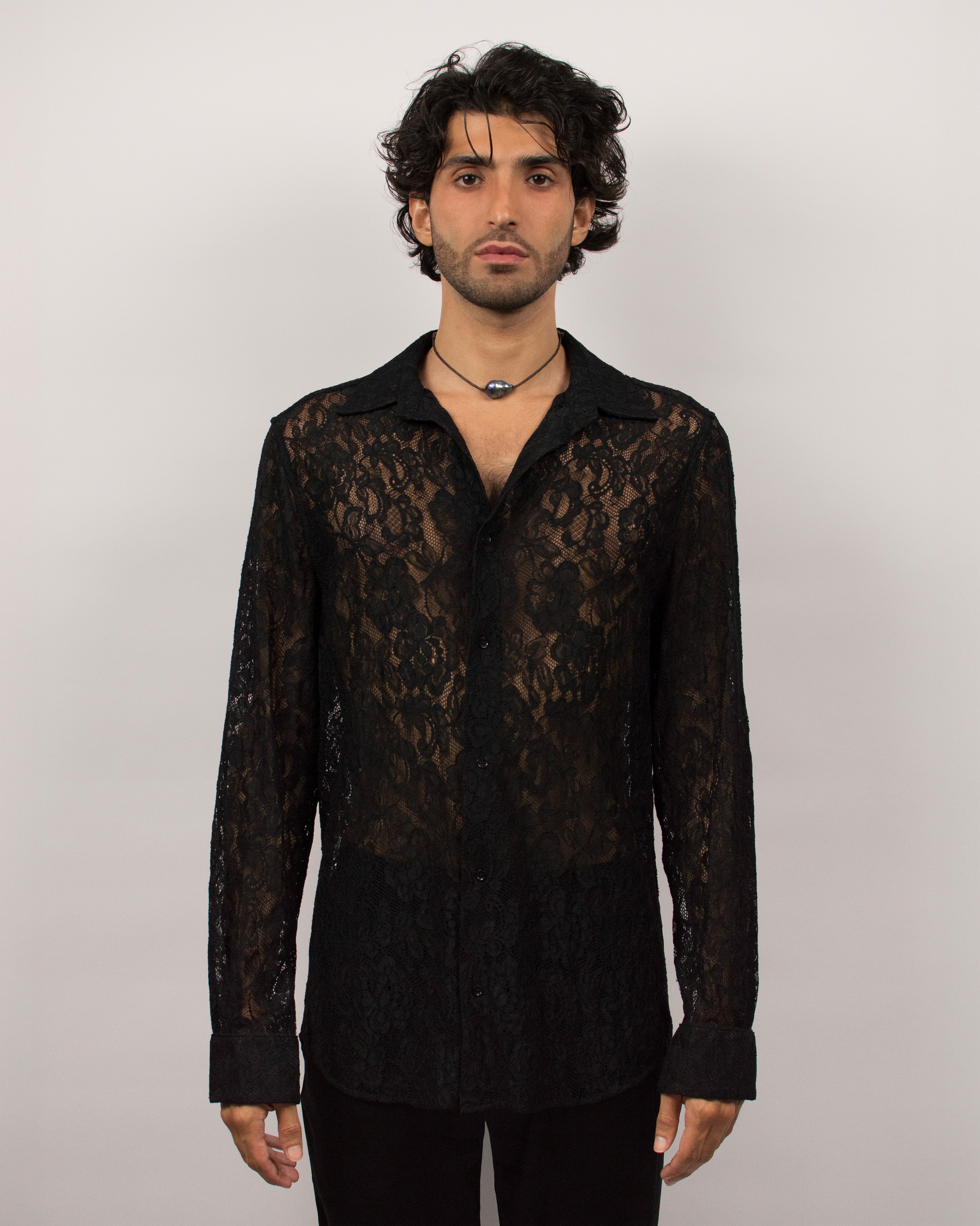 City Shirt in Lace - Ink Black