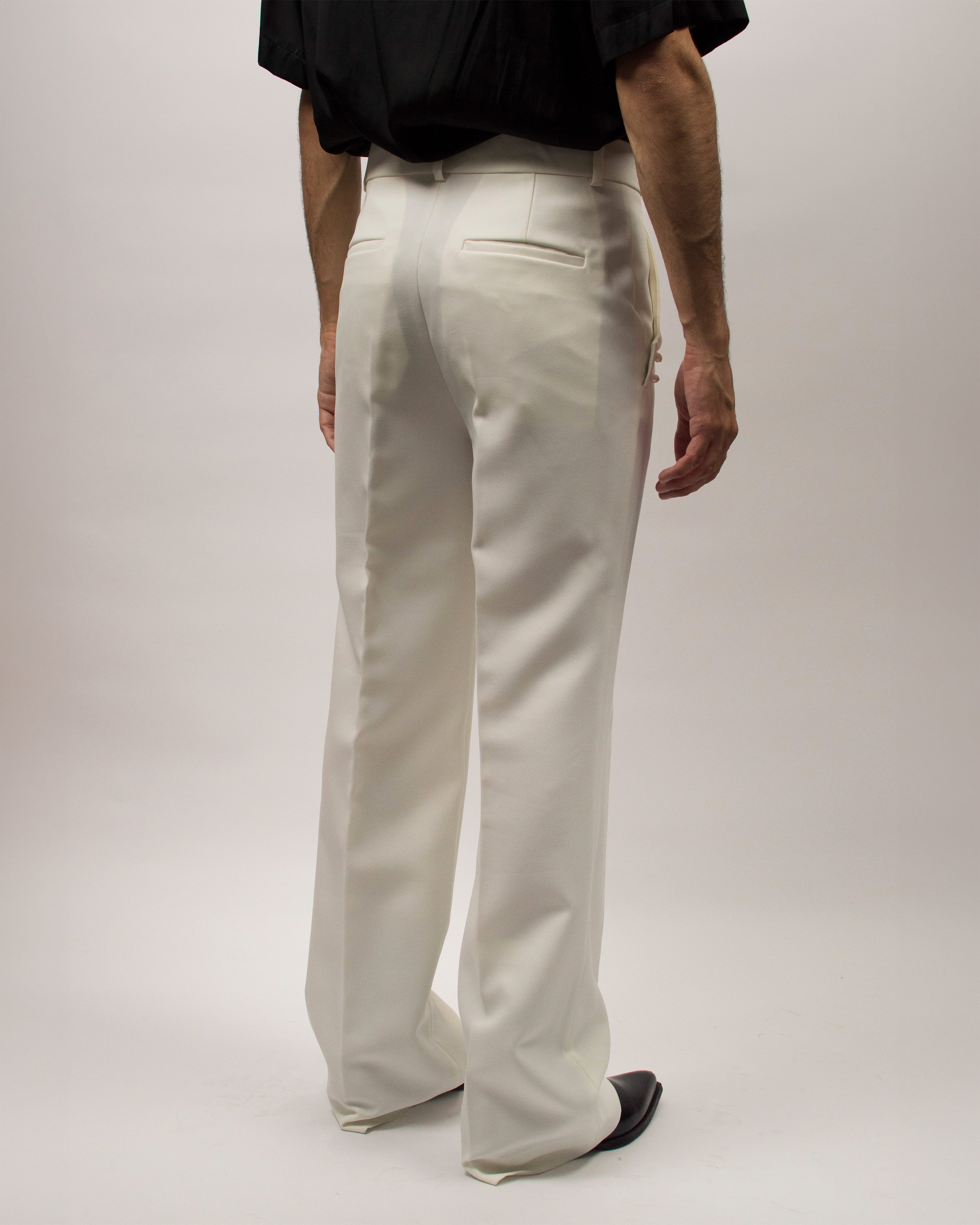 Pearls Pants in Grain de Poudre - Pearl White