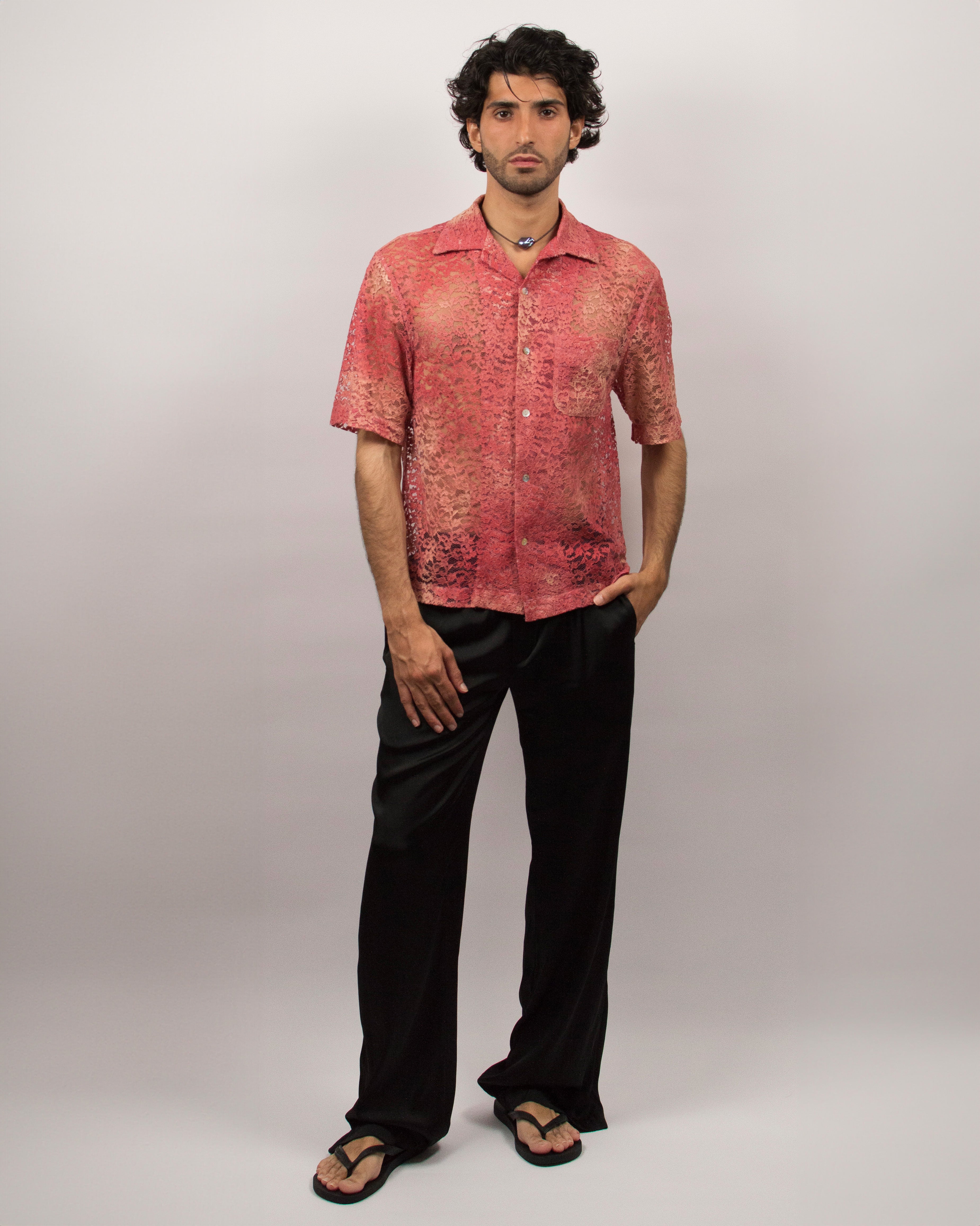 Islander Shirt in Sun Bleached Lace  - Sunset Pink