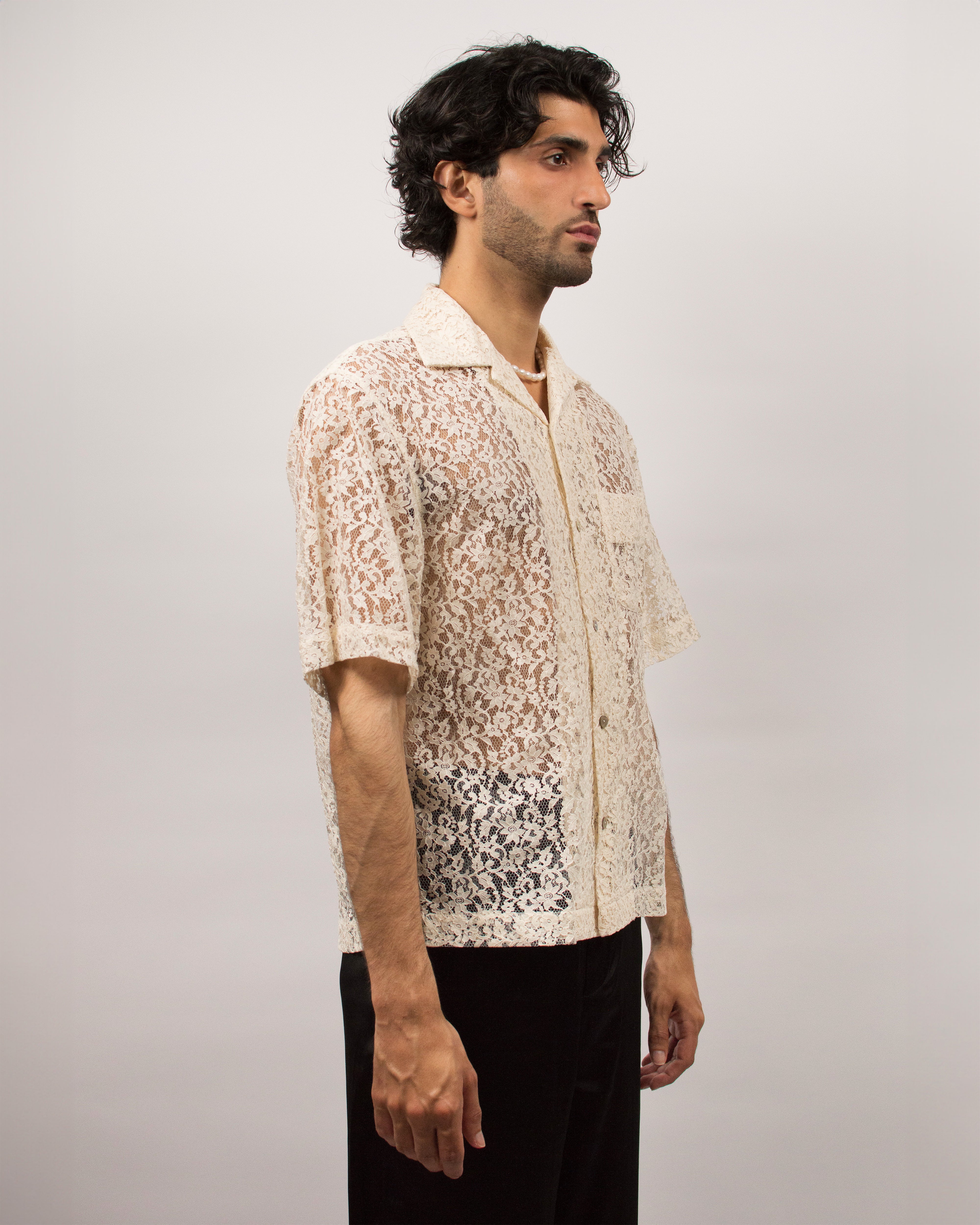 Islander Shirt in Lace - Sand White