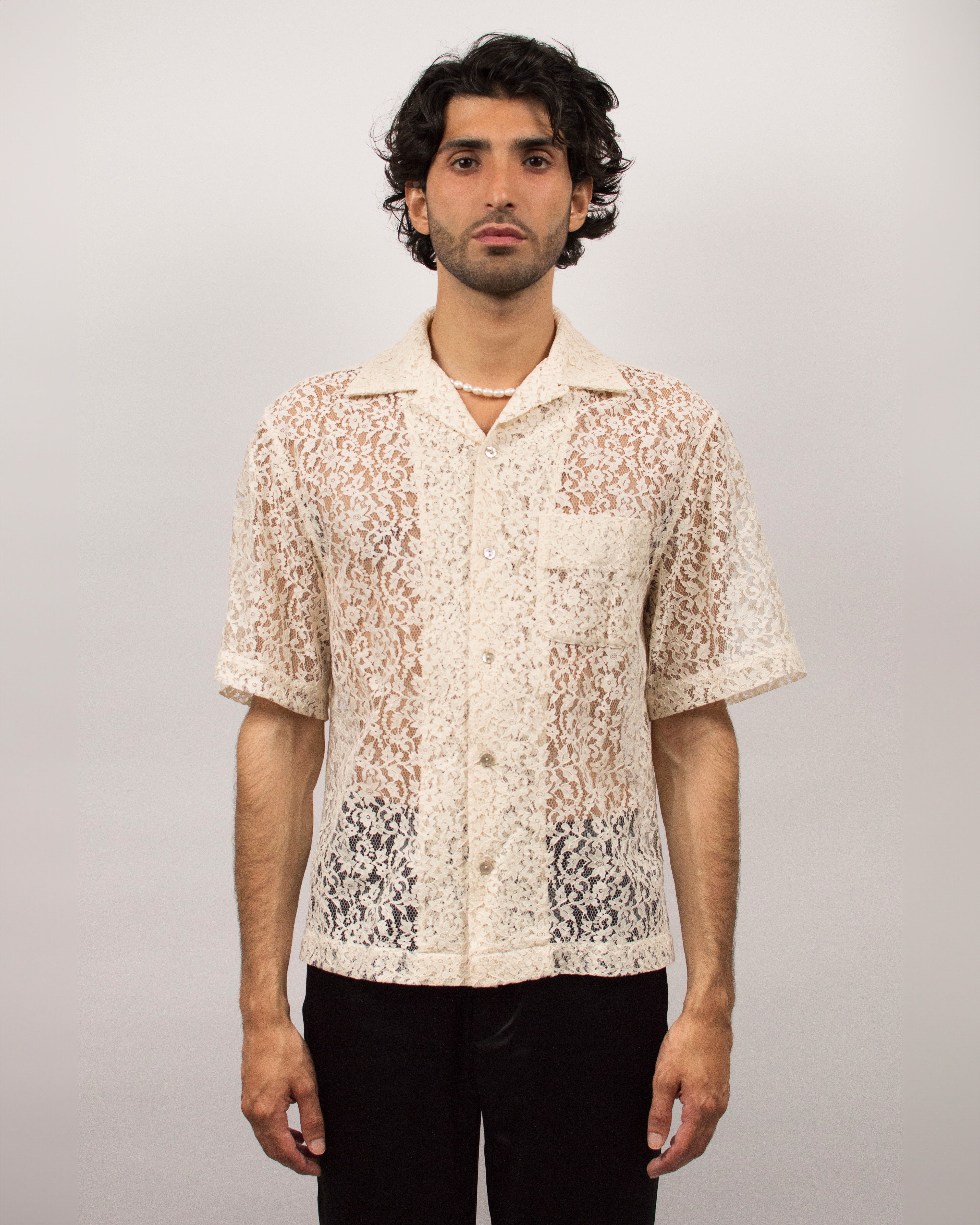 Islander Shirt in Lace - Sand White