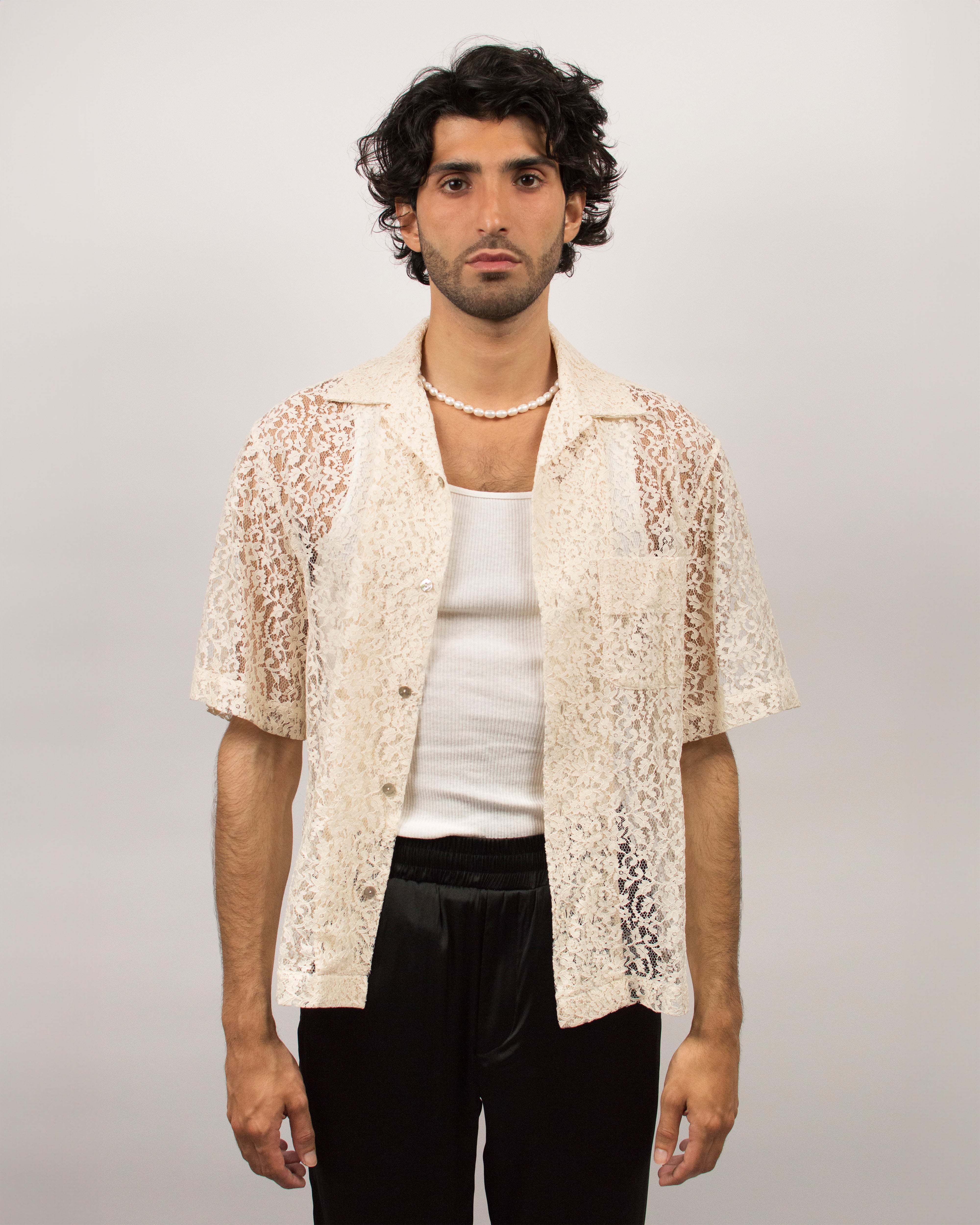 Islander Shirt in Lace - Sand White