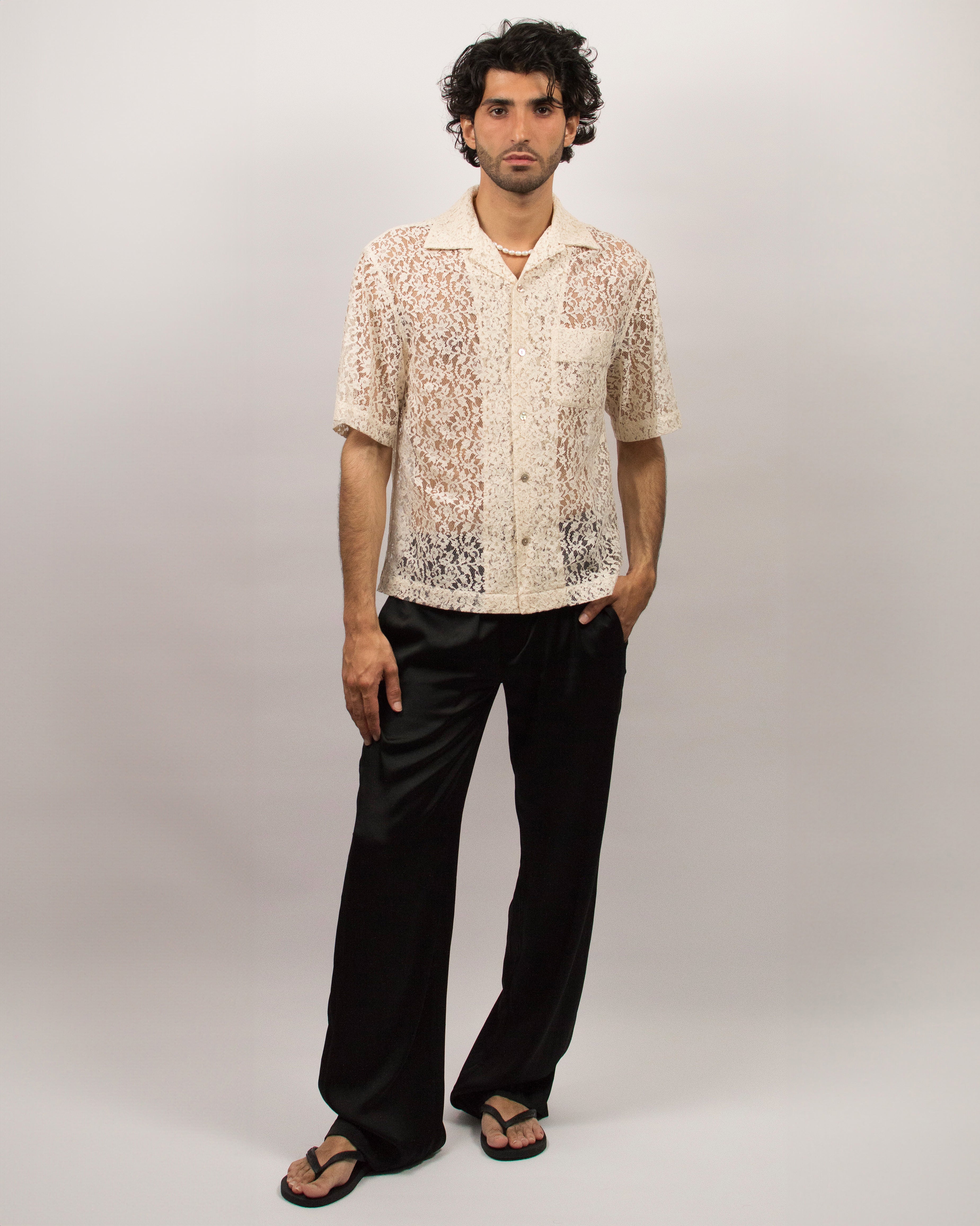 Islander Shirt in Lace - Sand White