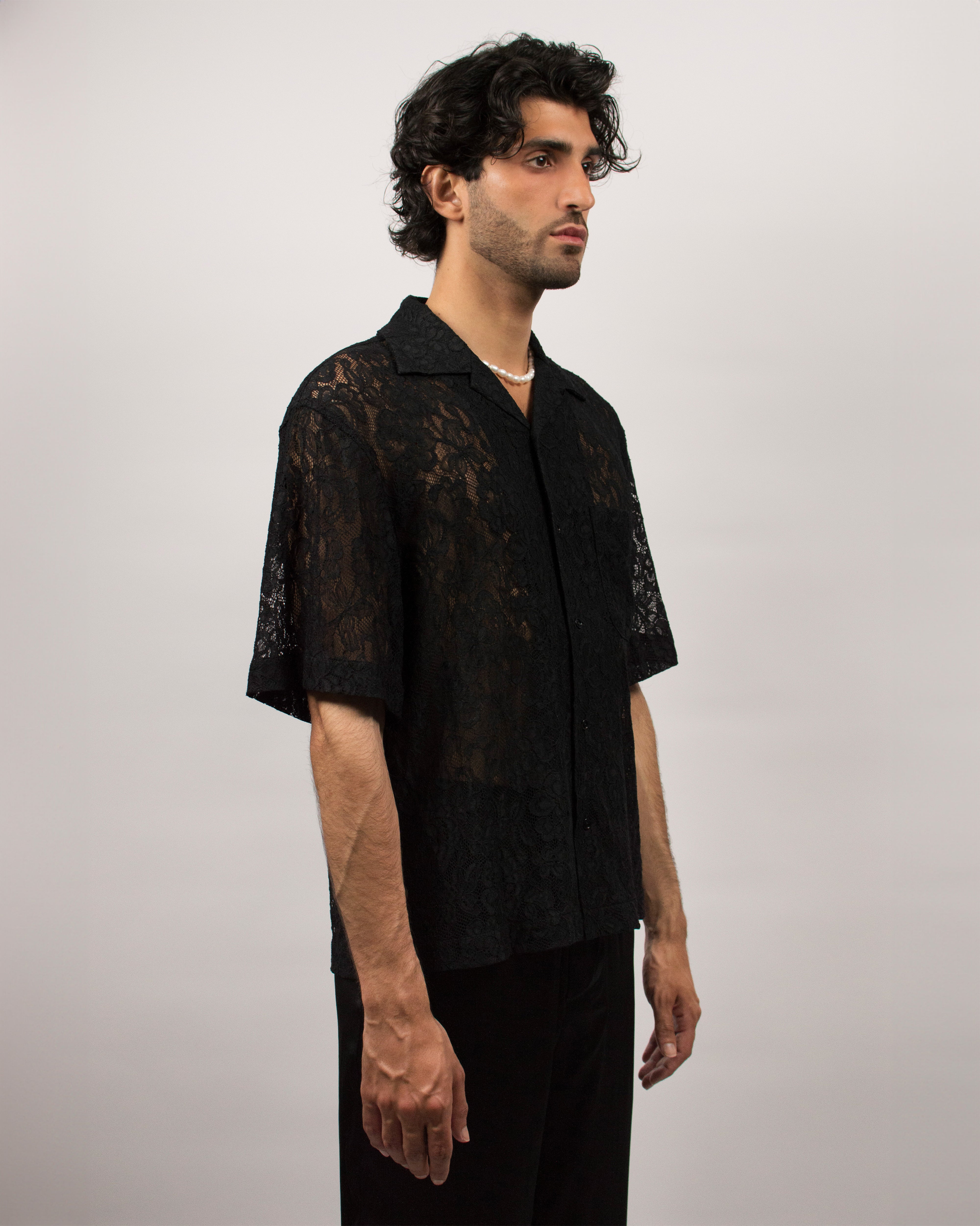 Islander Shirt in Lace - Ink Black