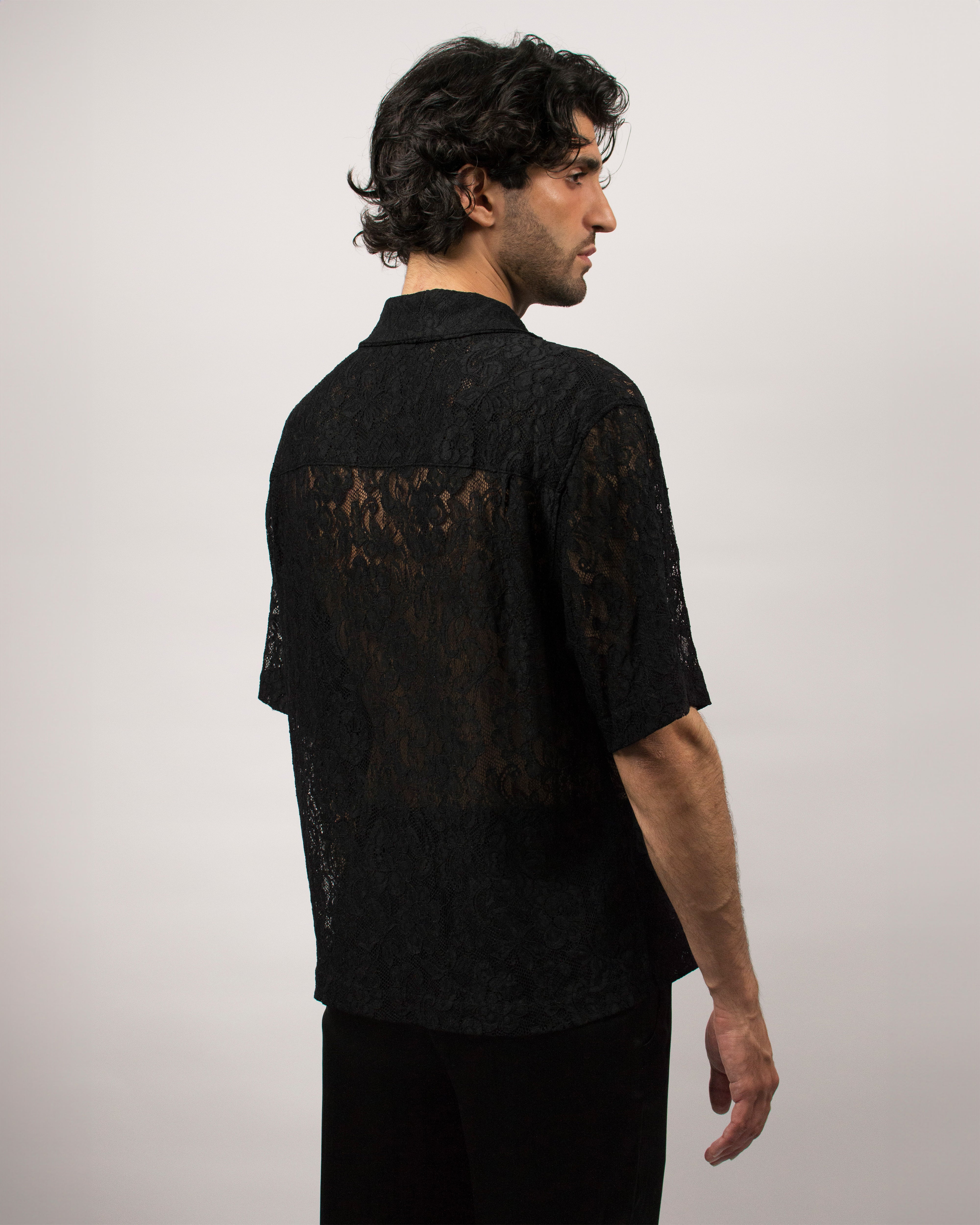 Islander Shirt in Lace - Ink Black