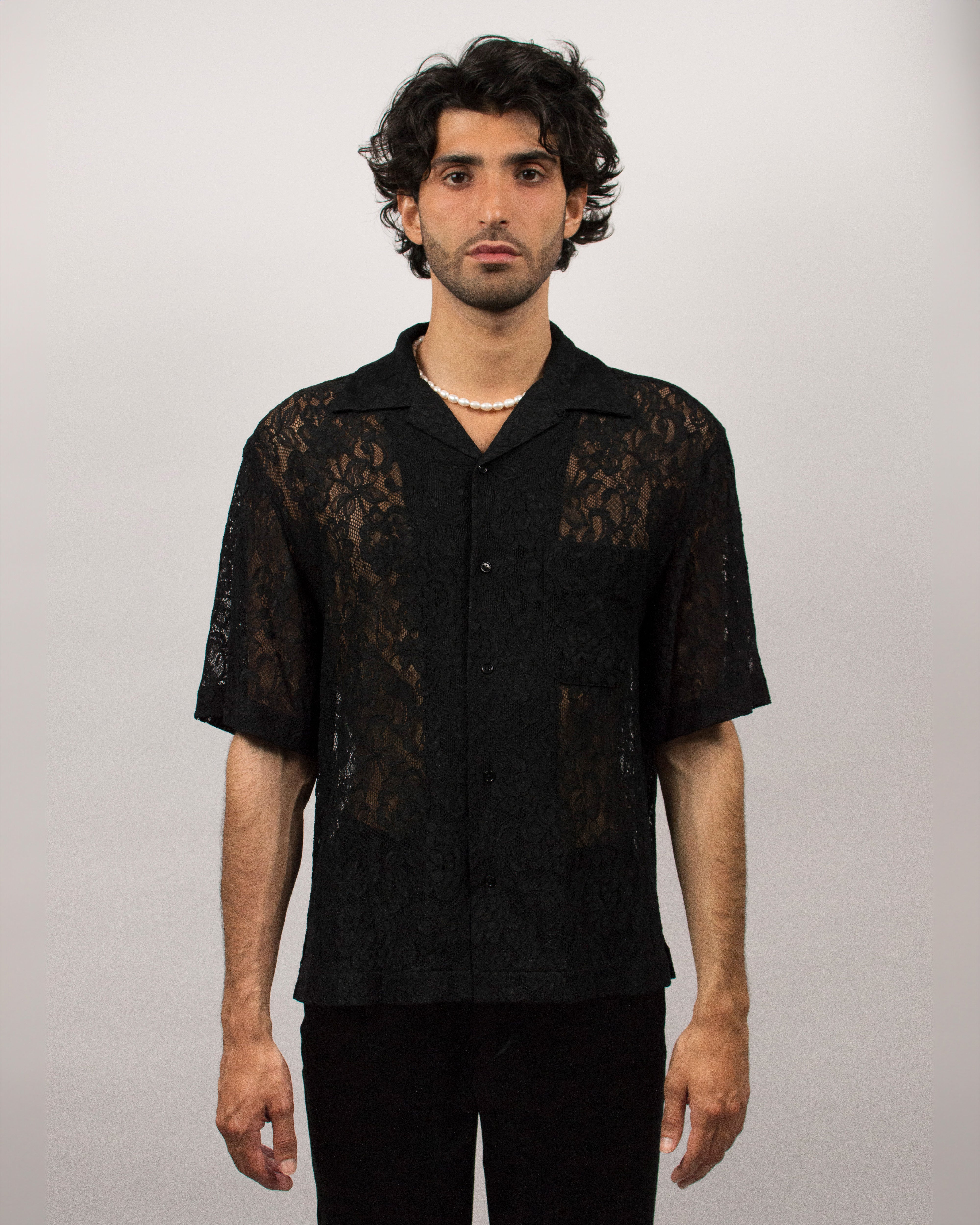 Islander Shirt in Lace - Ink Black