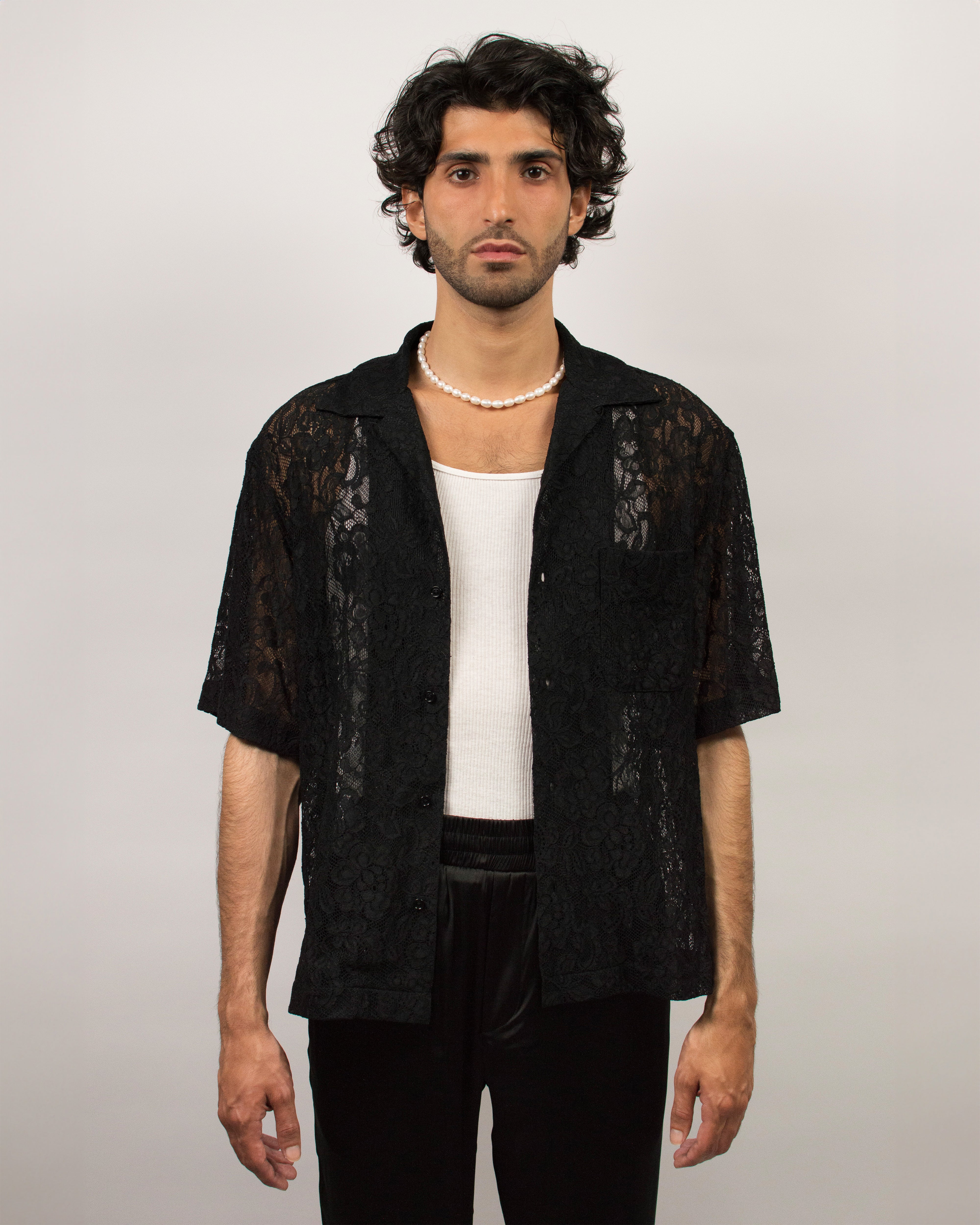 Islander Shirt in Lace - Ink Black