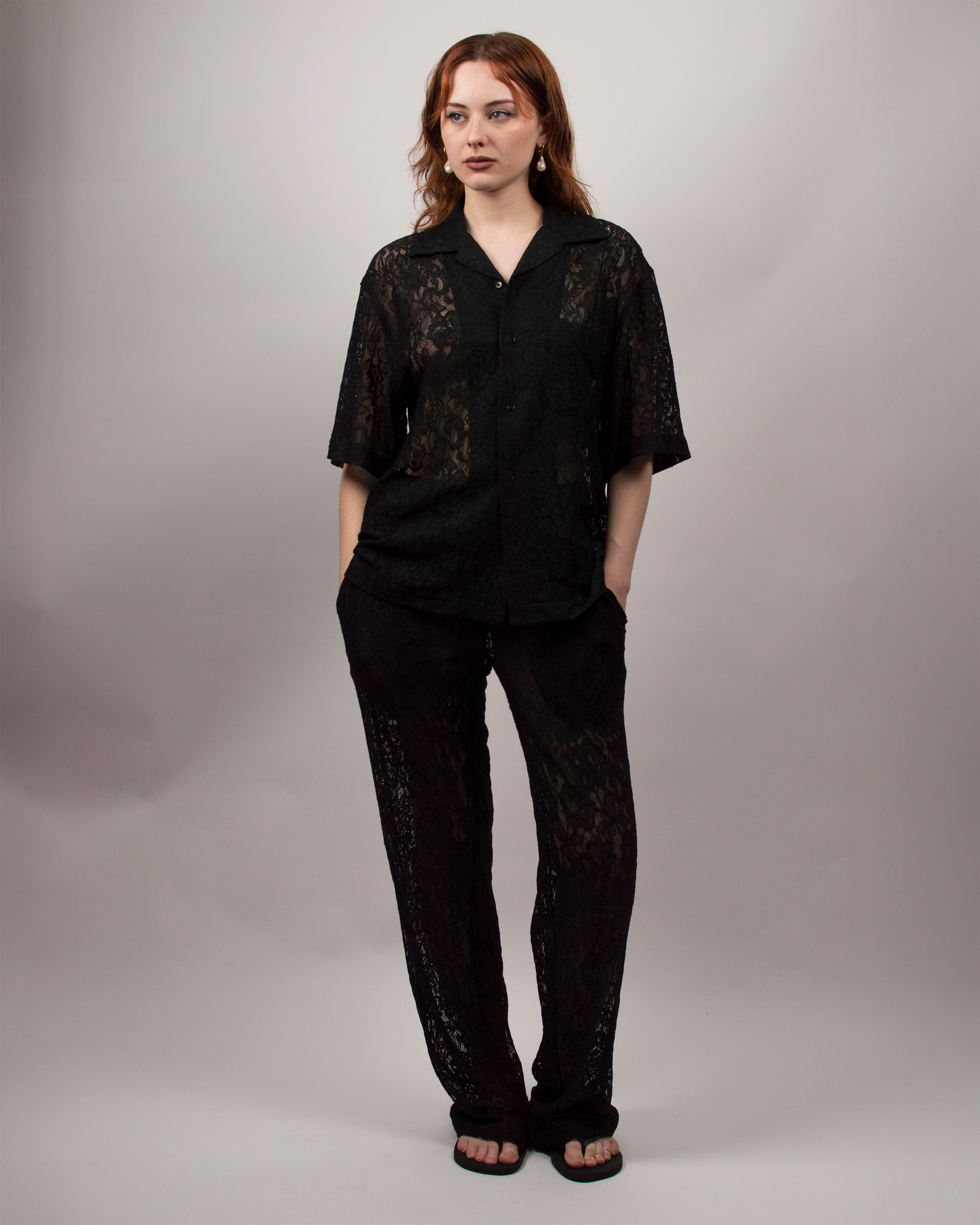 Islander Shirt in Lace - Ink Black