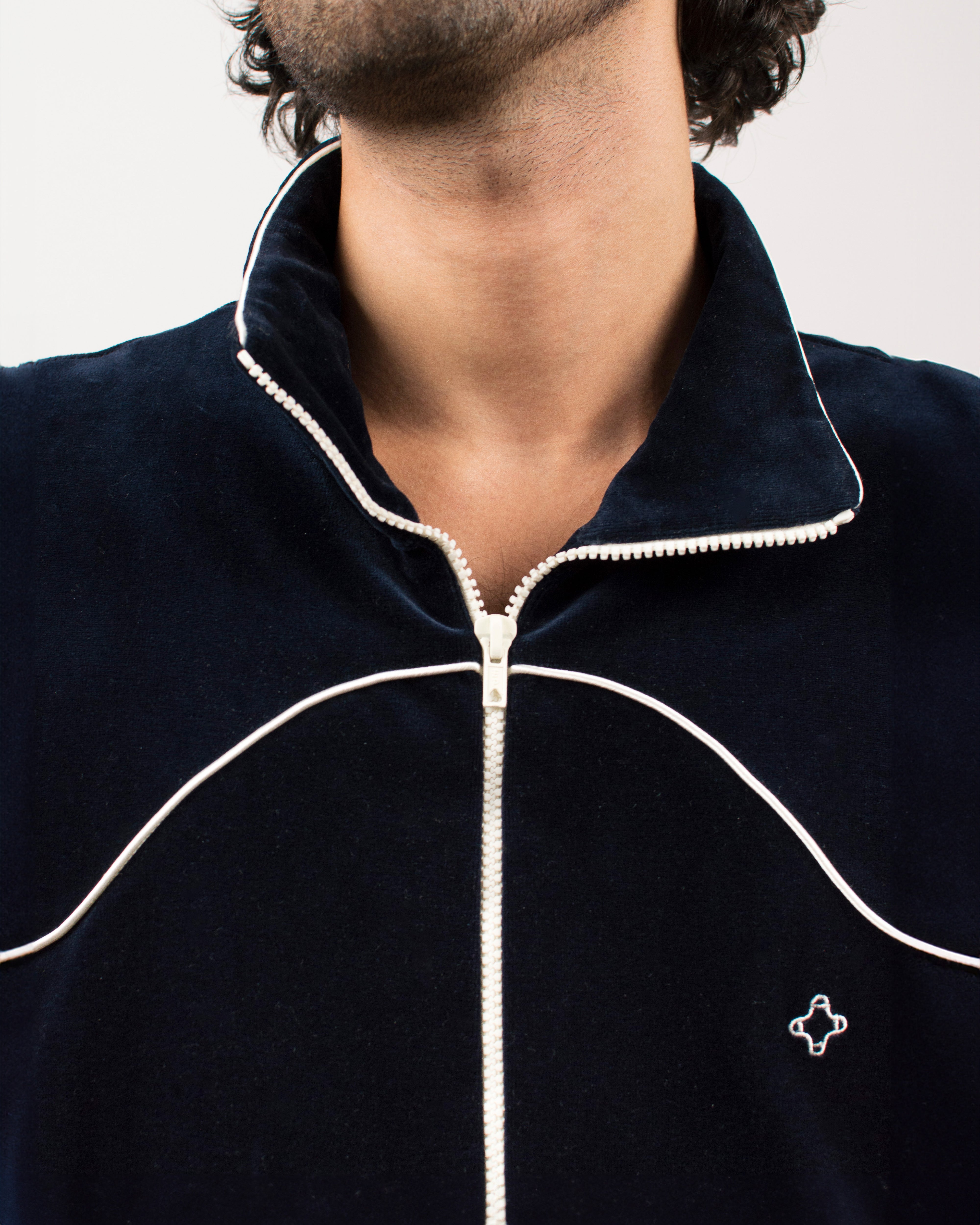 Wavestern Track Jacket in Velvet Jersey - Midnight Blue