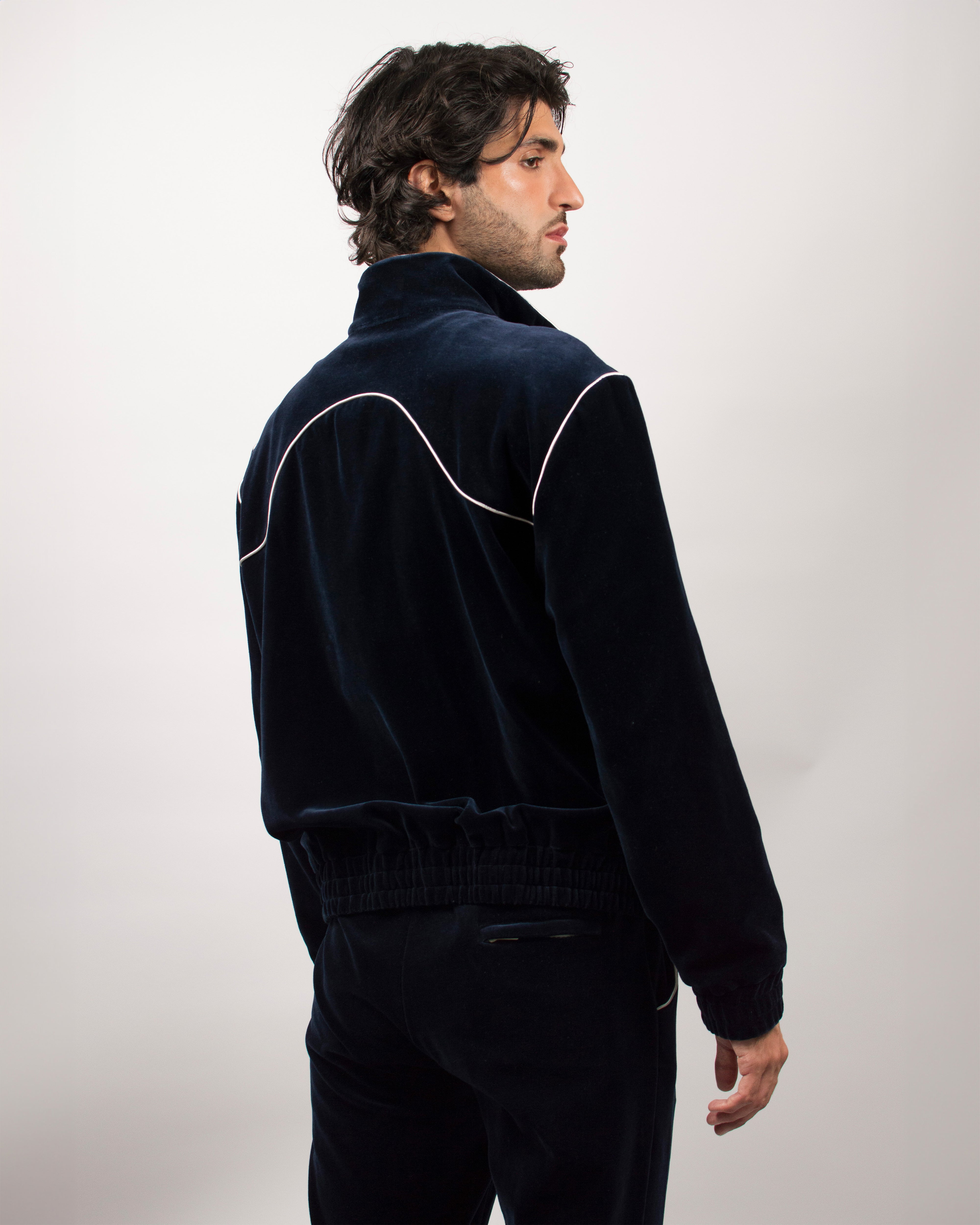 Wavestern Track Jacket in Velvet Jersey - Midnight Blue