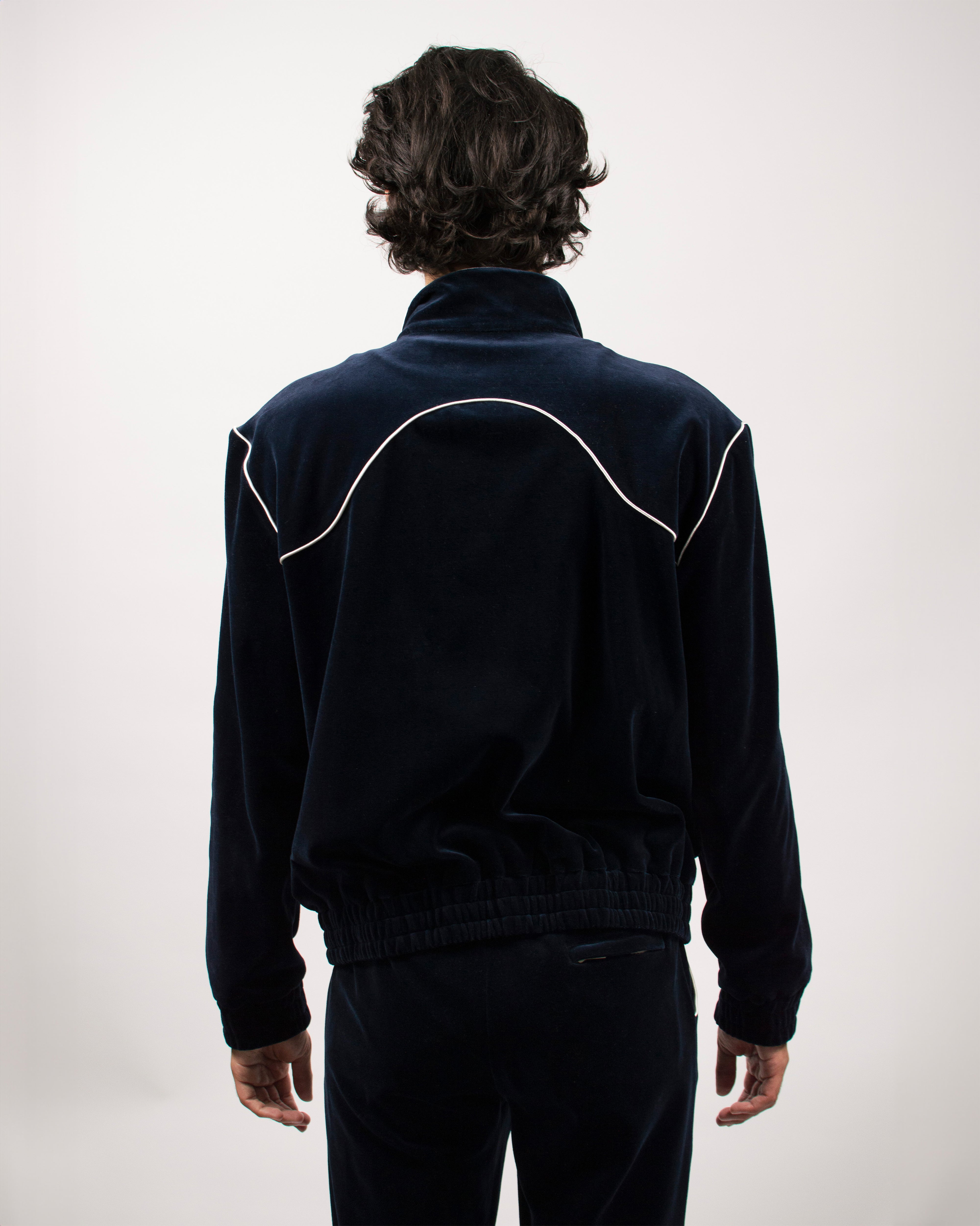 Wavestern Track Jacket in Velvet Jersey - Midnight Blue