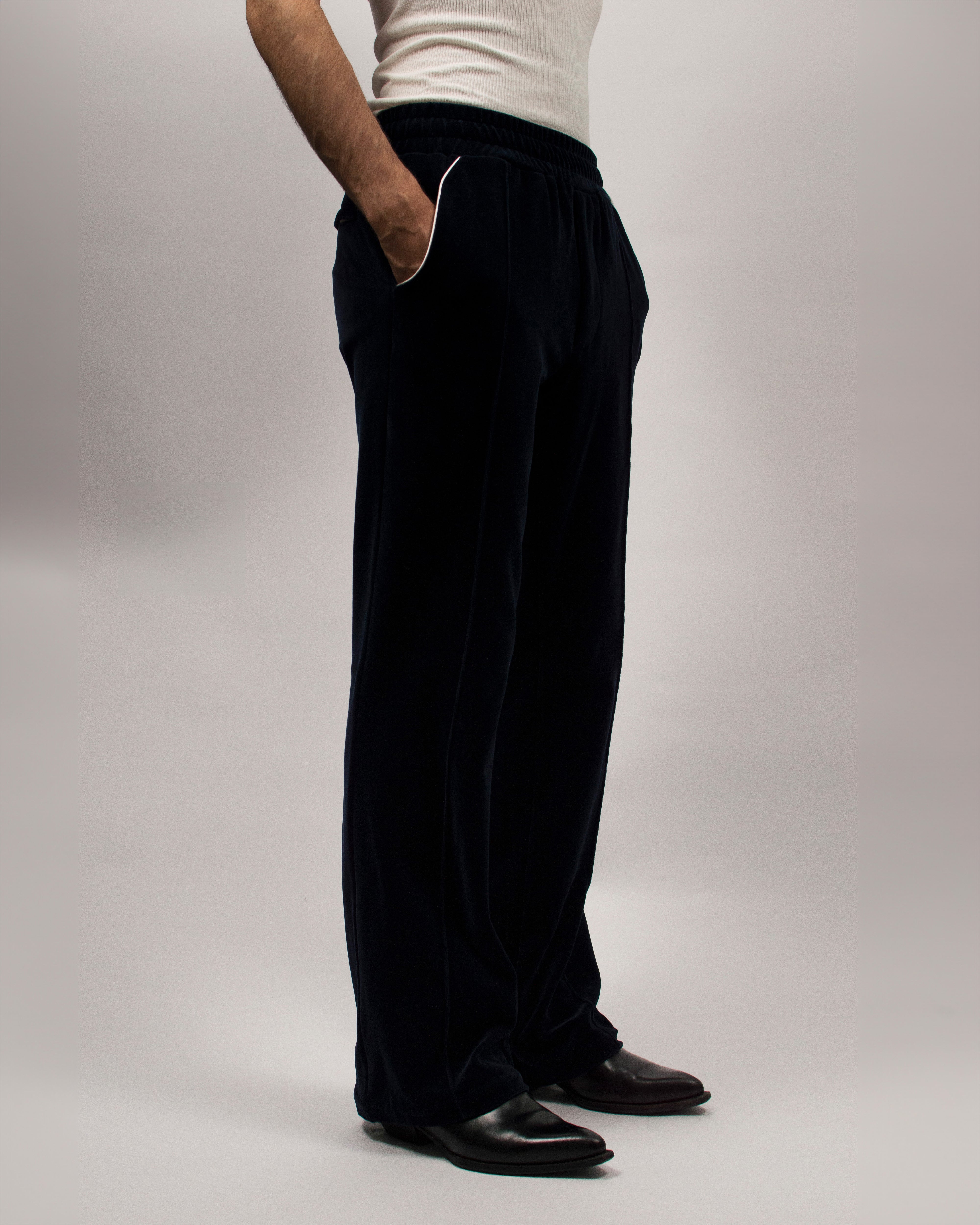 Wavestern Track Pants in Velvet Jersey - Midnight Blue