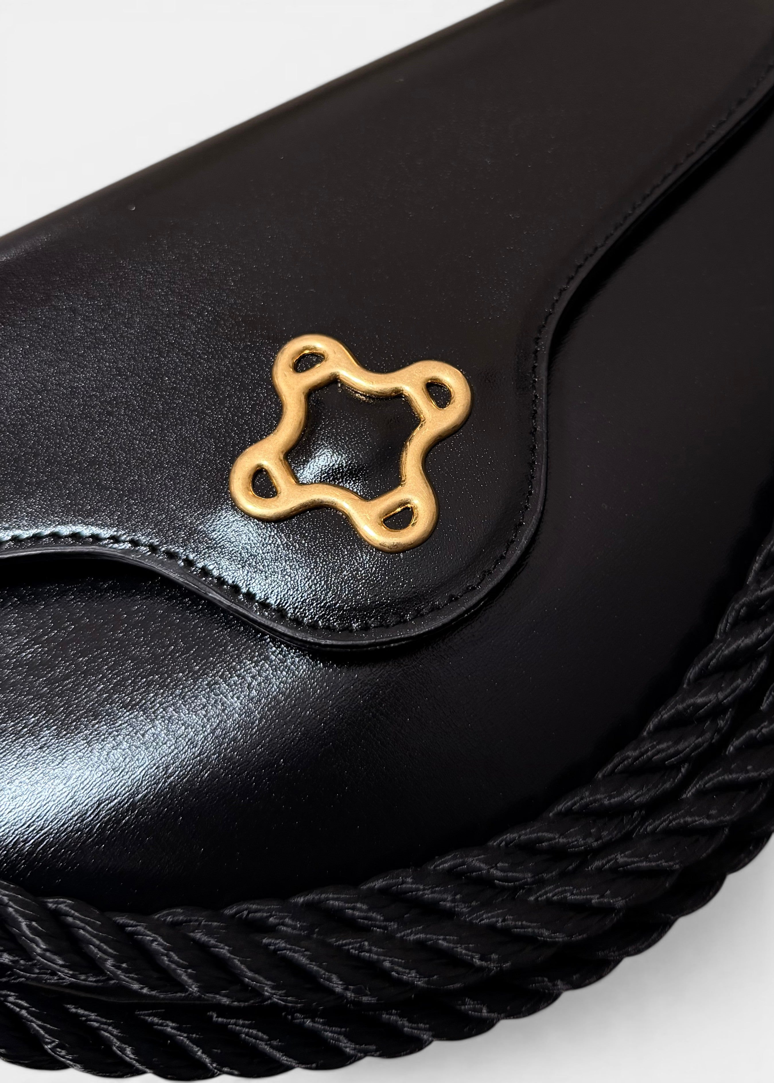 Lasso Bag in Shiny Box Leather - Ink Black